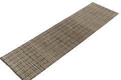 Traves de Mesa Estilo Marroquí de Rug & Kilim en Rayas Altas y Bajas Marrones y Grises