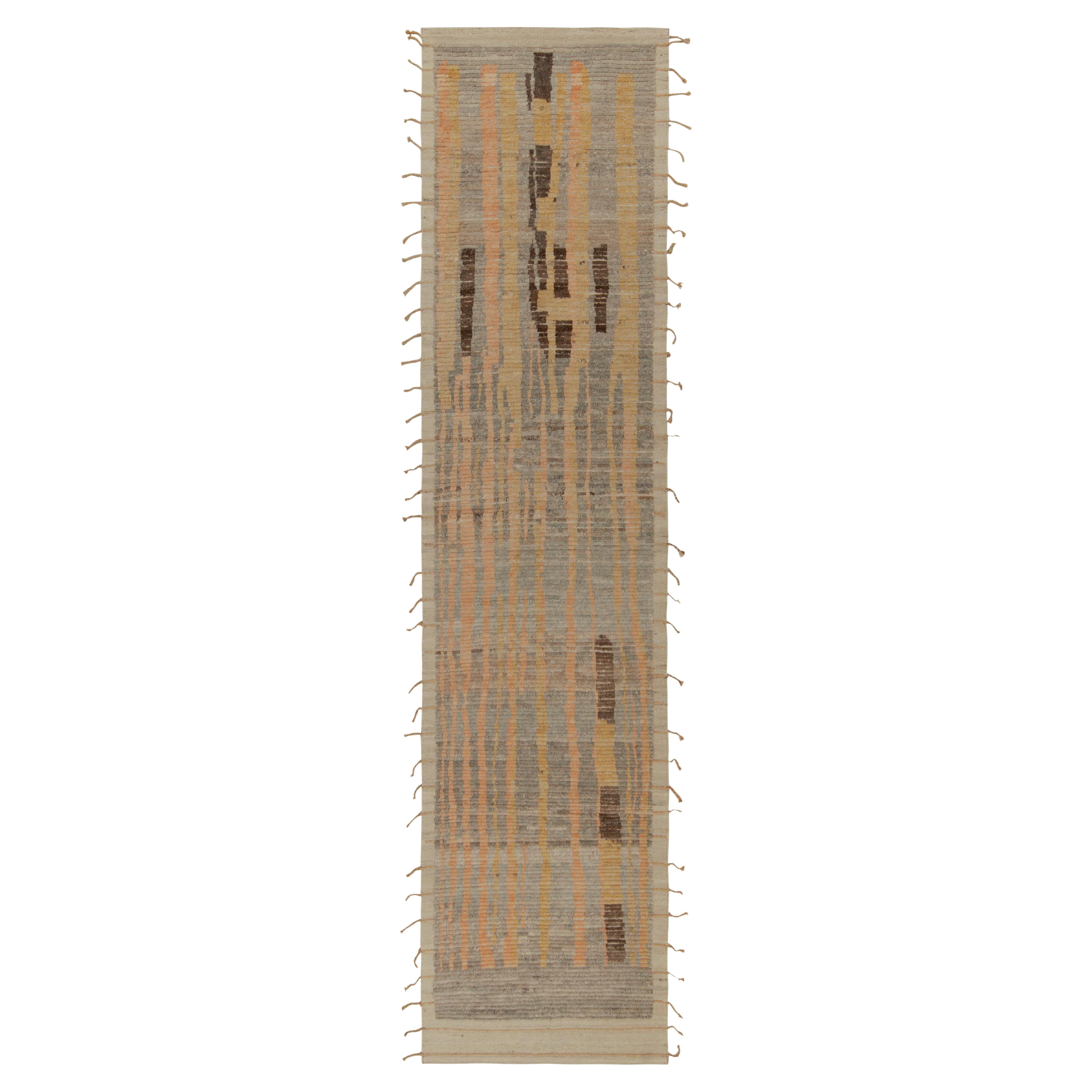 Runner in stile marocchino di Rug
Kilim con motivo tribale grigio, oro e pesca