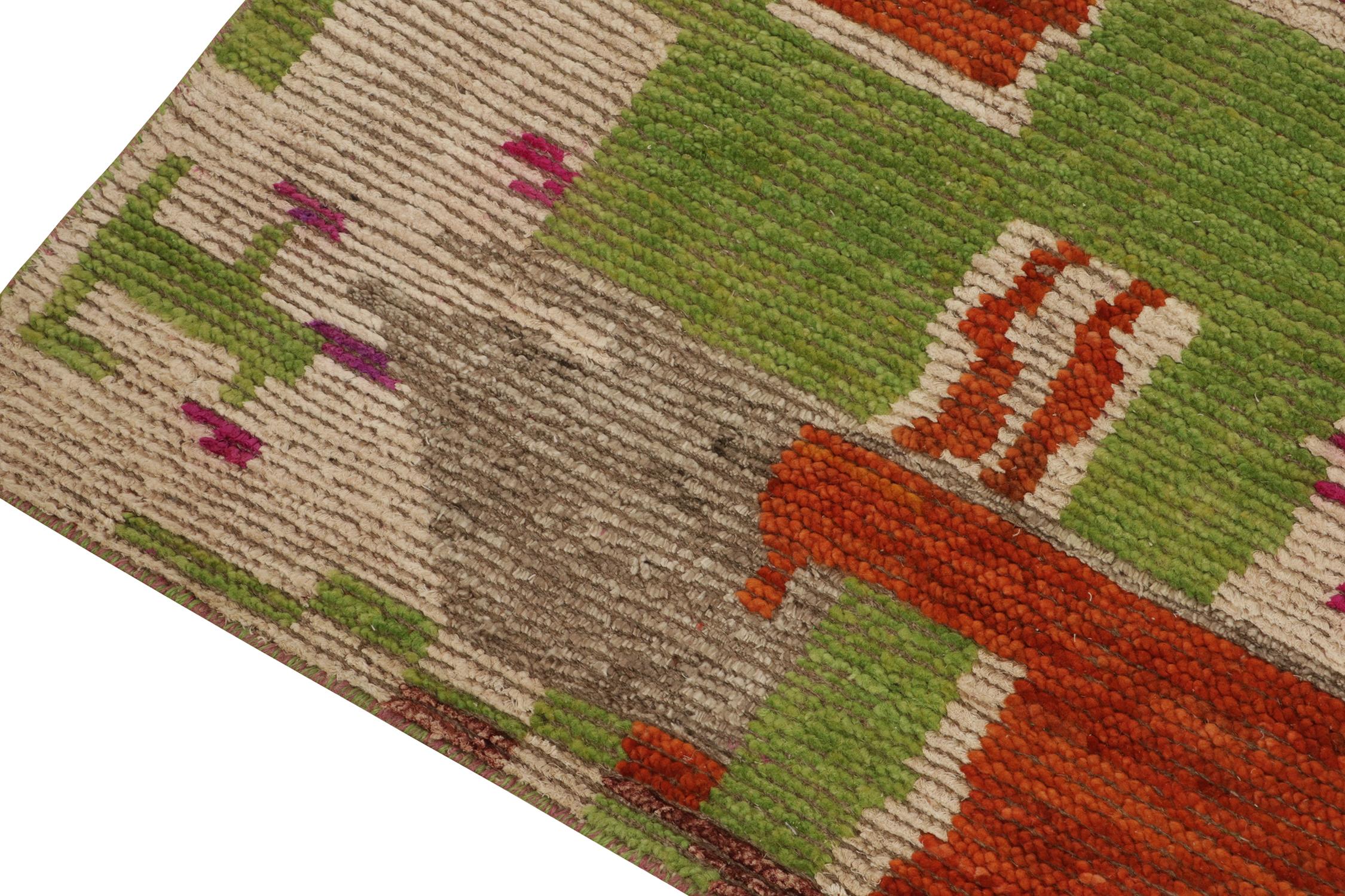 Rug & Kilim’s Moroccan Style Runner in Green with Vibrant Tribal Patterns In New Condition For Sale In Long Island City, NY