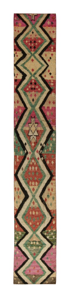 Rug & Kilim’s Moroccan Style Runner in Multicolor Tribal Geometric Pattern