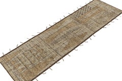 Rug & Kilim's Moroccan Style Runner in White, Beige-Brown Tribal Pattern