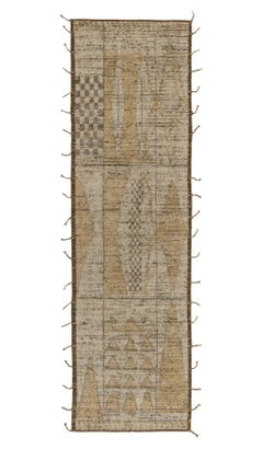 Teppich- und Kelim-Läufer im marokkanischen Stil mit weißem, beige-braunem Stammesmuster