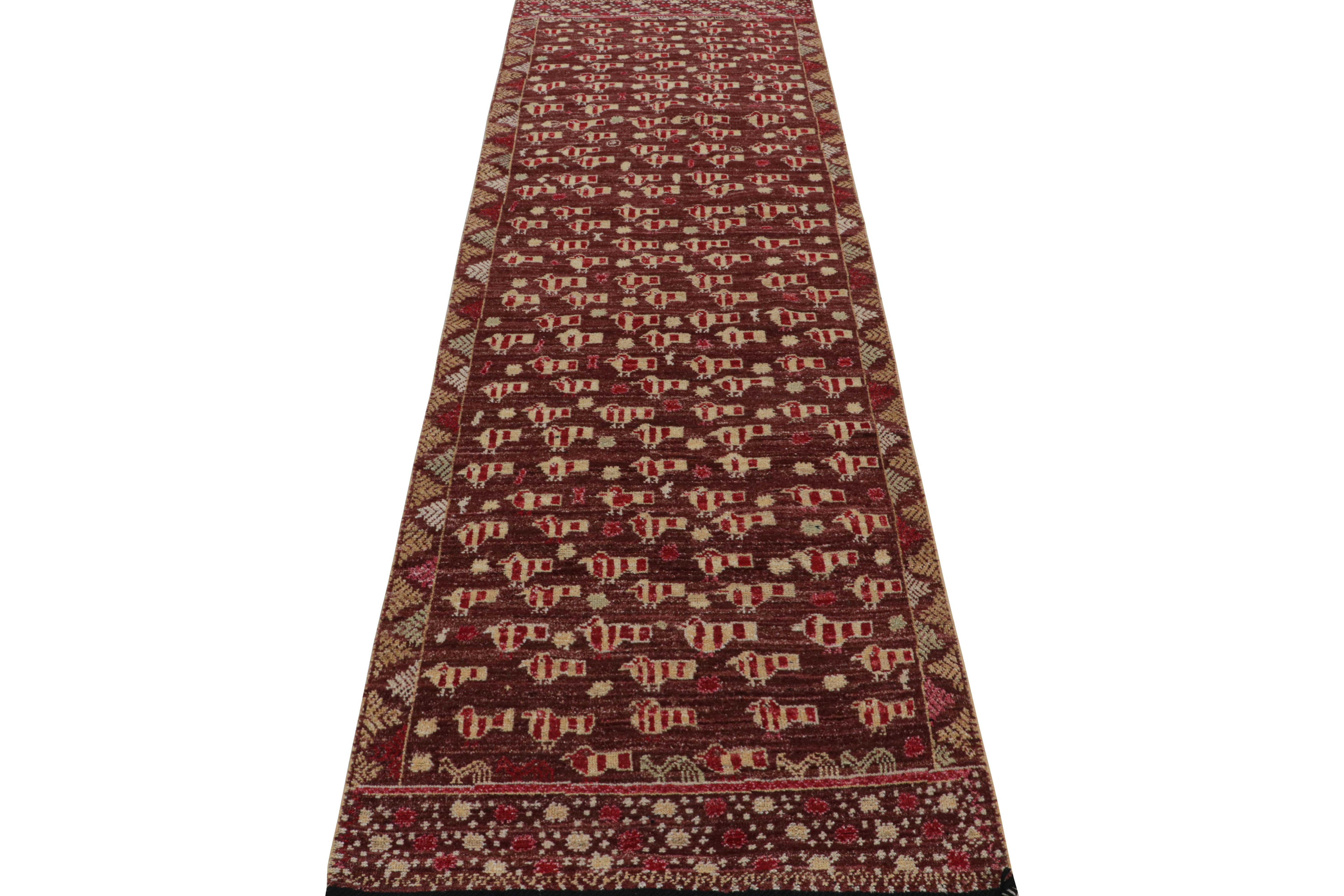 Rug & Kilim's Marokkanischer Läufer in Orange mit geometrischen Mustern (Moderne) im Angebot