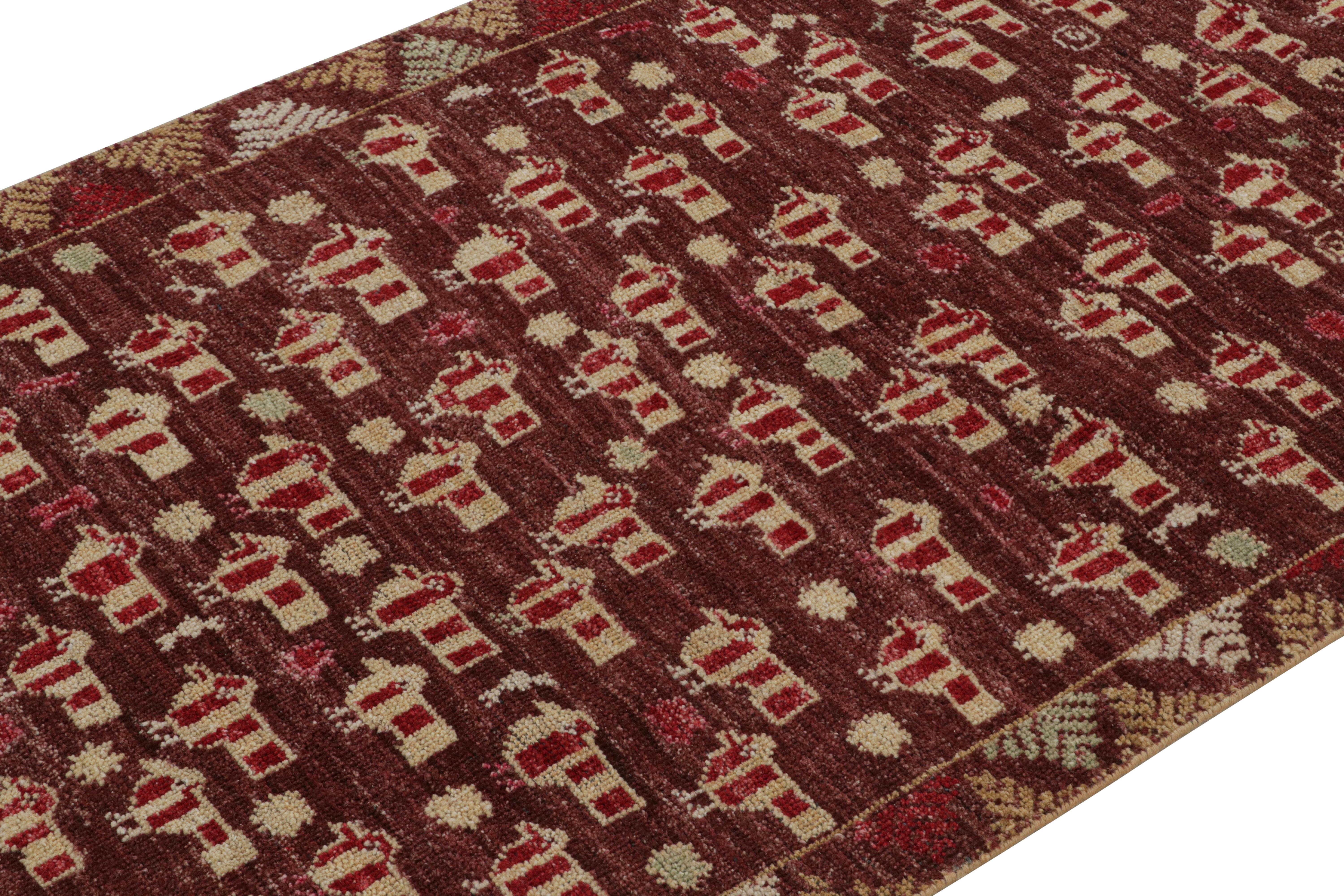 Rug & Kilim's Marokkanischer Läufer in Orange mit geometrischen Mustern (Indisch) im Angebot