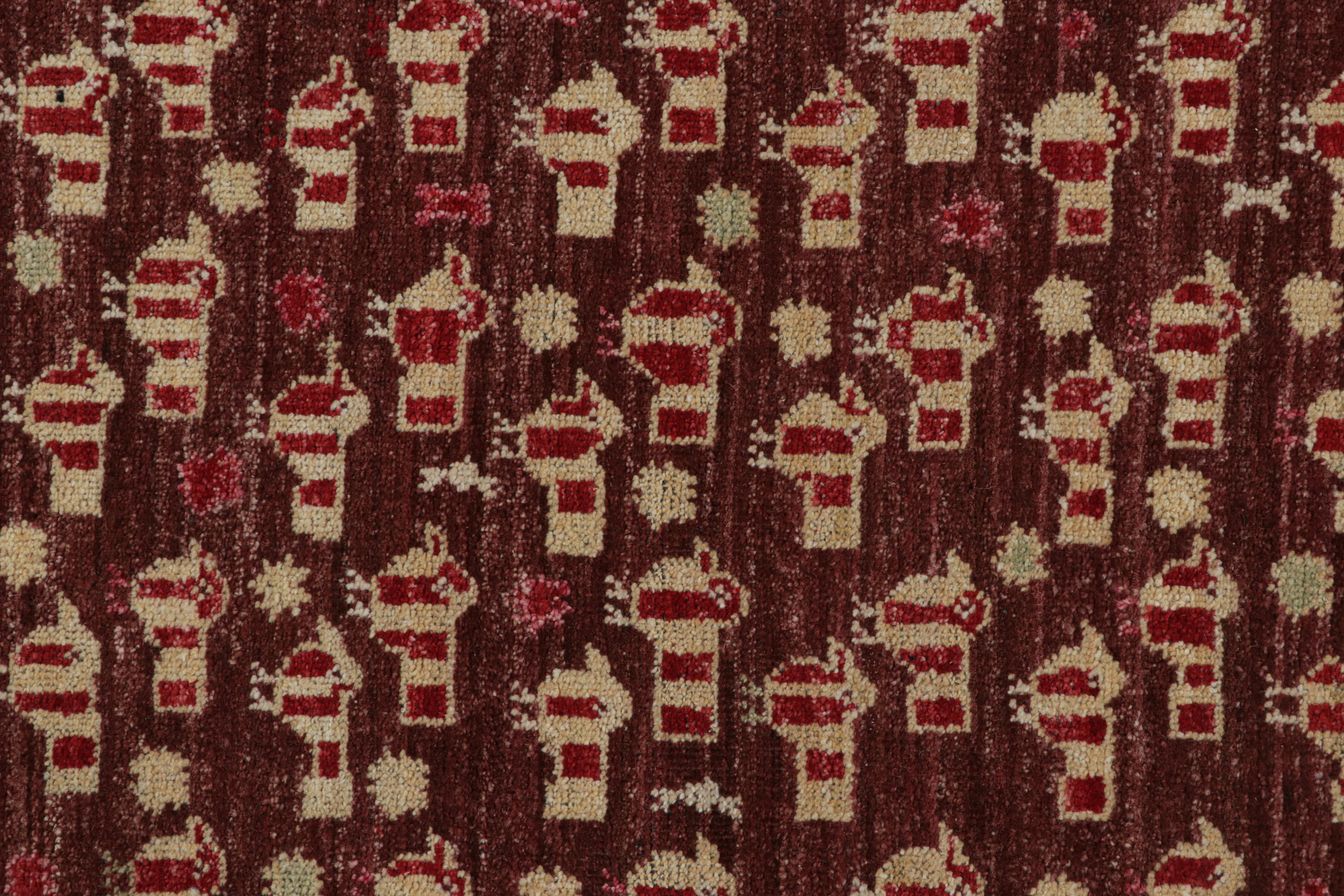 Rug & Kilim's Marokkanischer Läufer in Orange mit geometrischen Mustern (Handgeknüpft) im Angebot