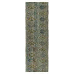 Tappeto Runner in stile marocchino di Rug 
Kilim con motivi geometrici verdi e blu