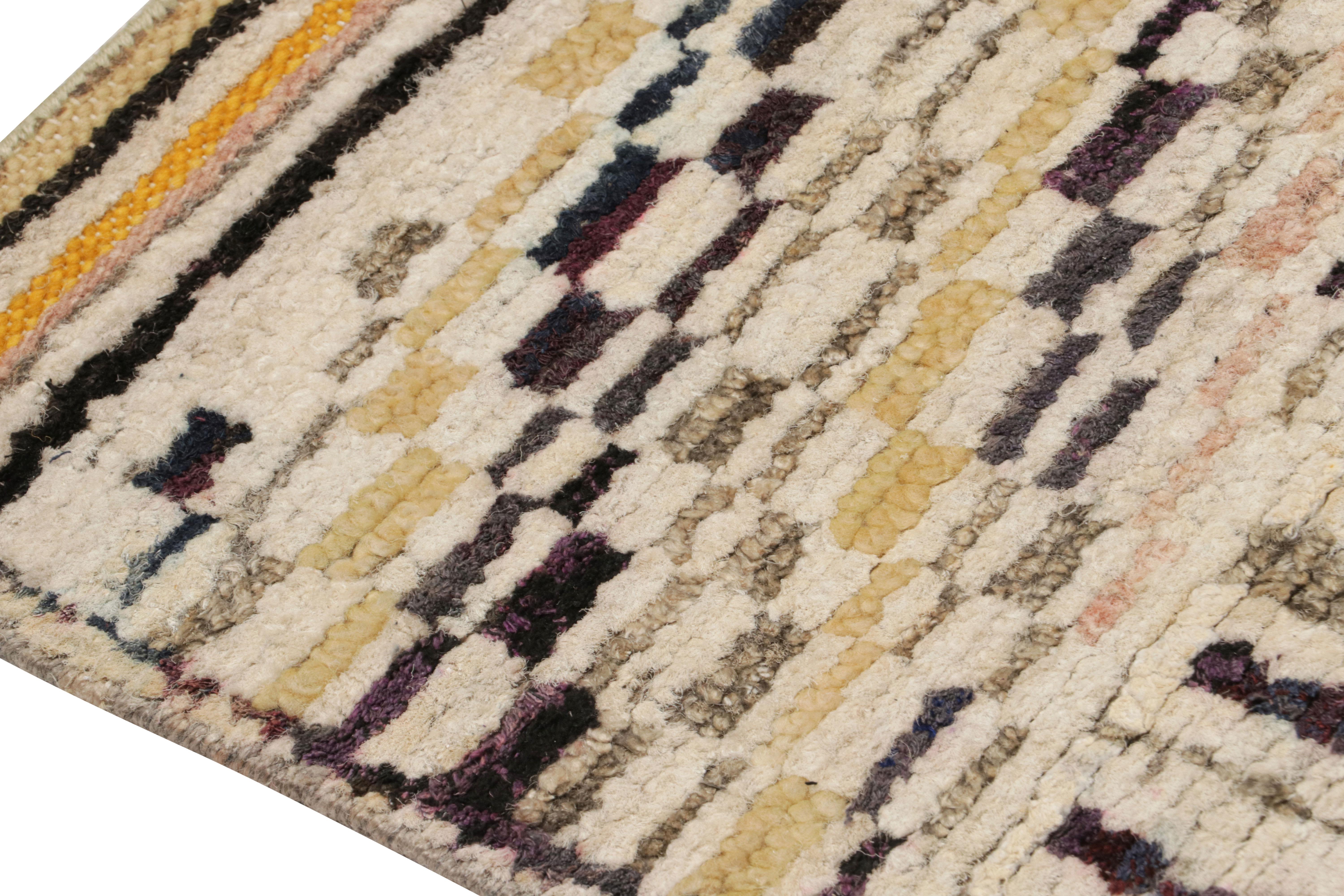 Indian Rug & Kilim’s Moroccan Style Scatter Rug with Colorful Geometric Patterns For Sale