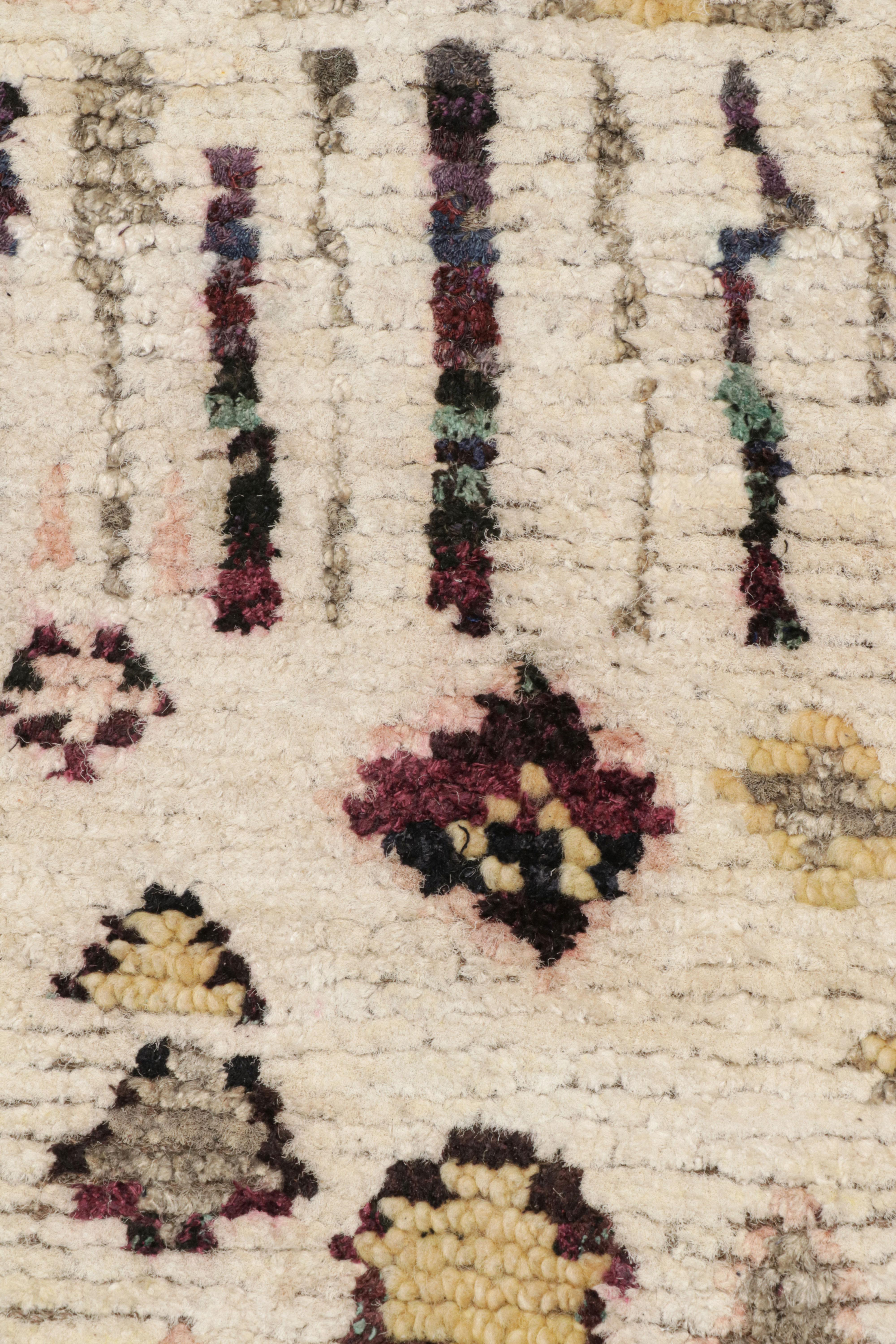 Hand-Knotted Rug & Kilim’s Moroccan Style Scatter Rug with Colorful Geometric Patterns For Sale