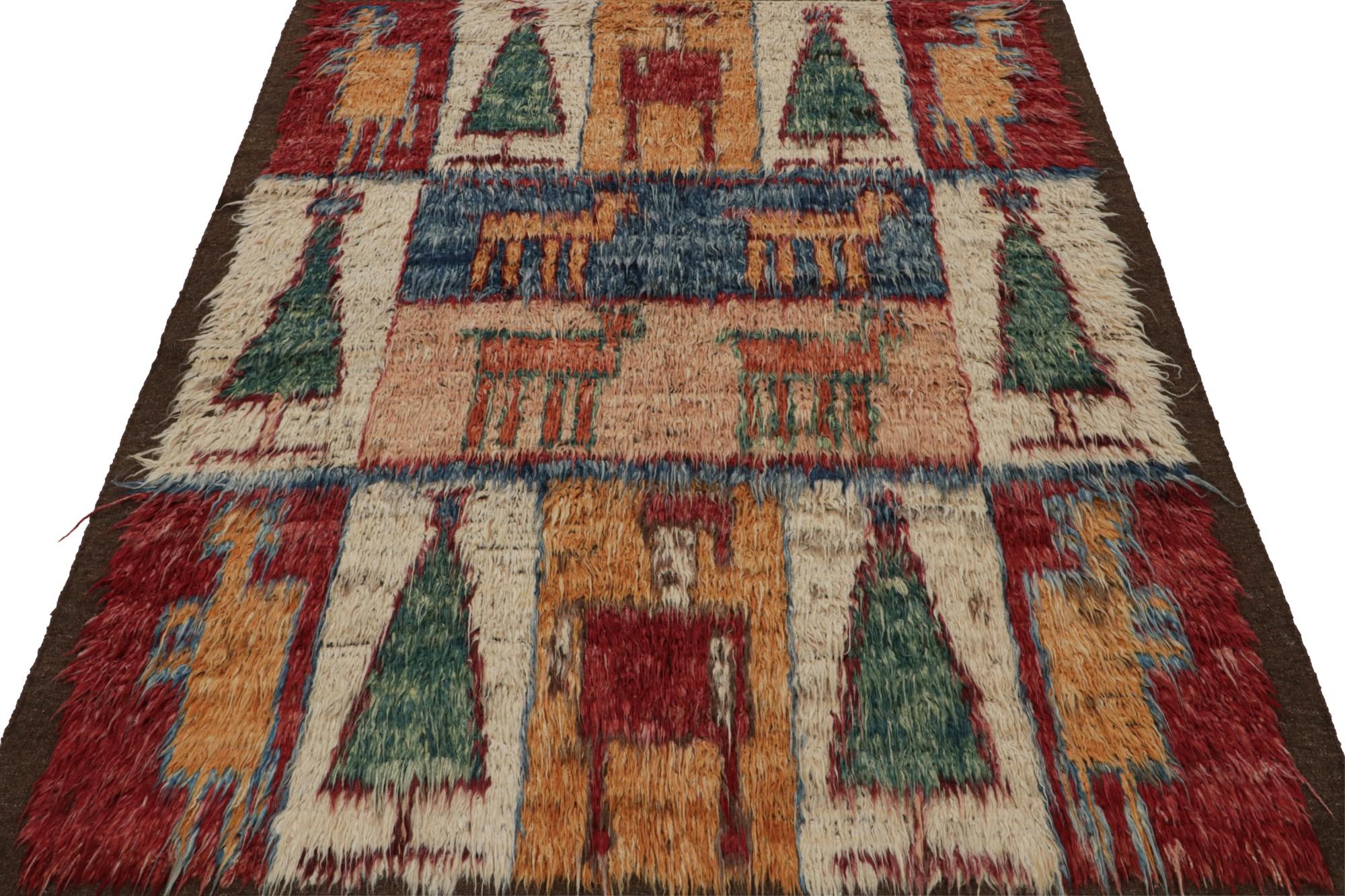 Tribal Rug & Kilim’s Moroccan Style Shag Rug with Colorful Geometric Pictorials For Sale