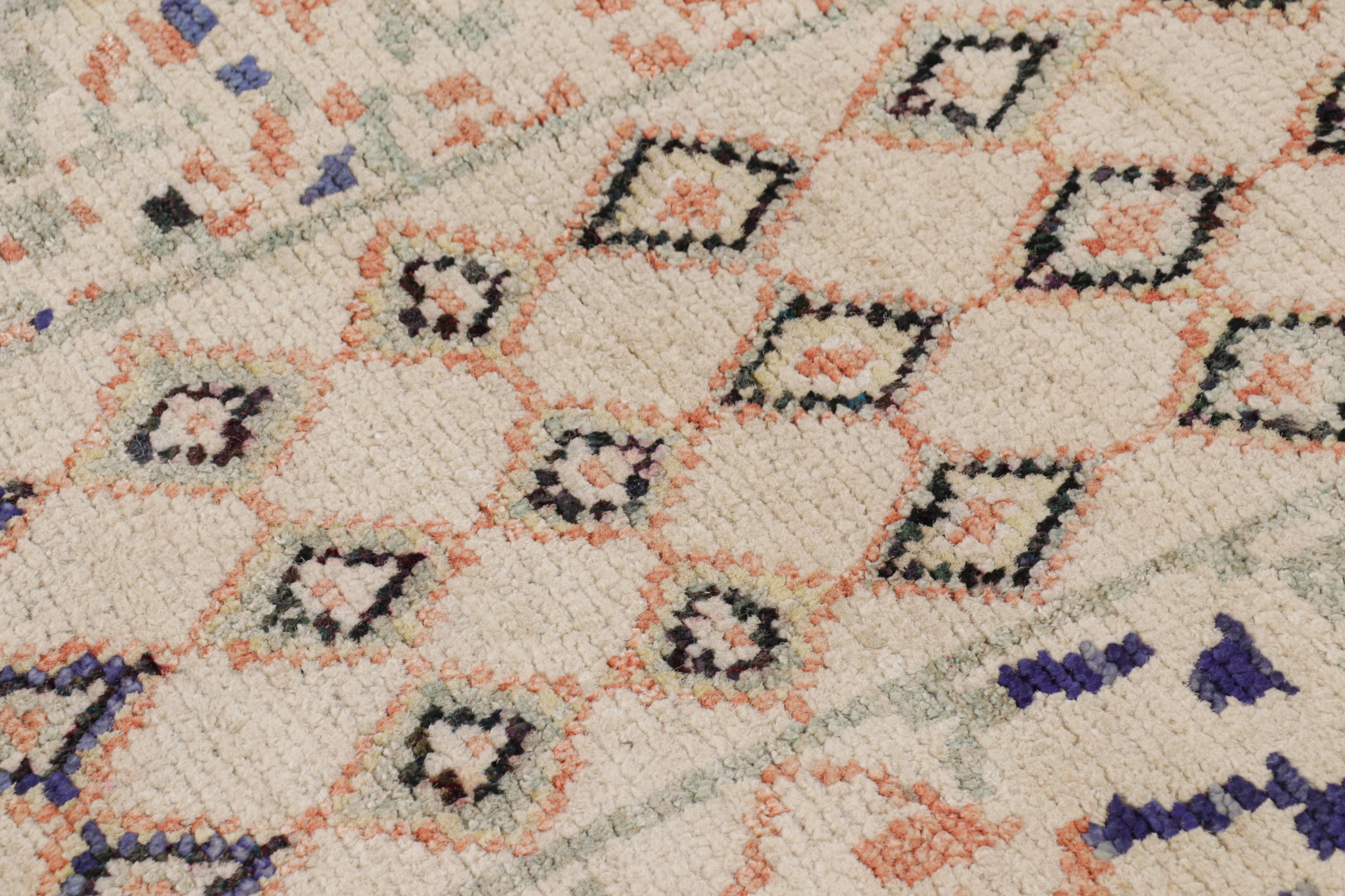 Hand-knotted in wool and silk, this 3x3 contemporary rug from Rug & Kilim is inspired by Moroccan rugs—a reimagining of primitivist Berber traditional styles in a polychromatic bold modern fashion.

On the Design: 

A rich, lush pile in a white