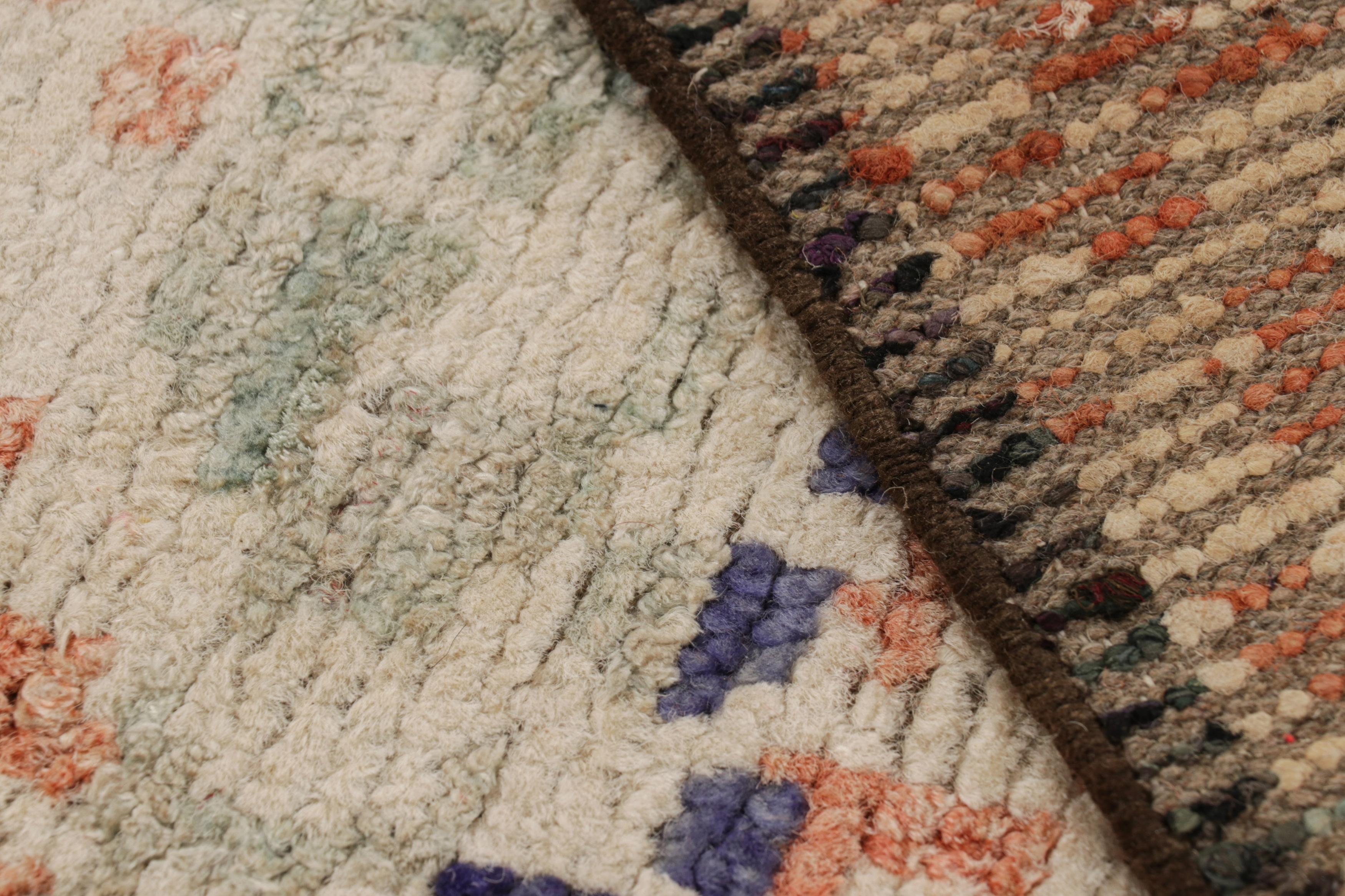 Contemporary Rug & Kilim’s Moroccan Style Square Rug in White with Colorful Geometric Pattern For Sale