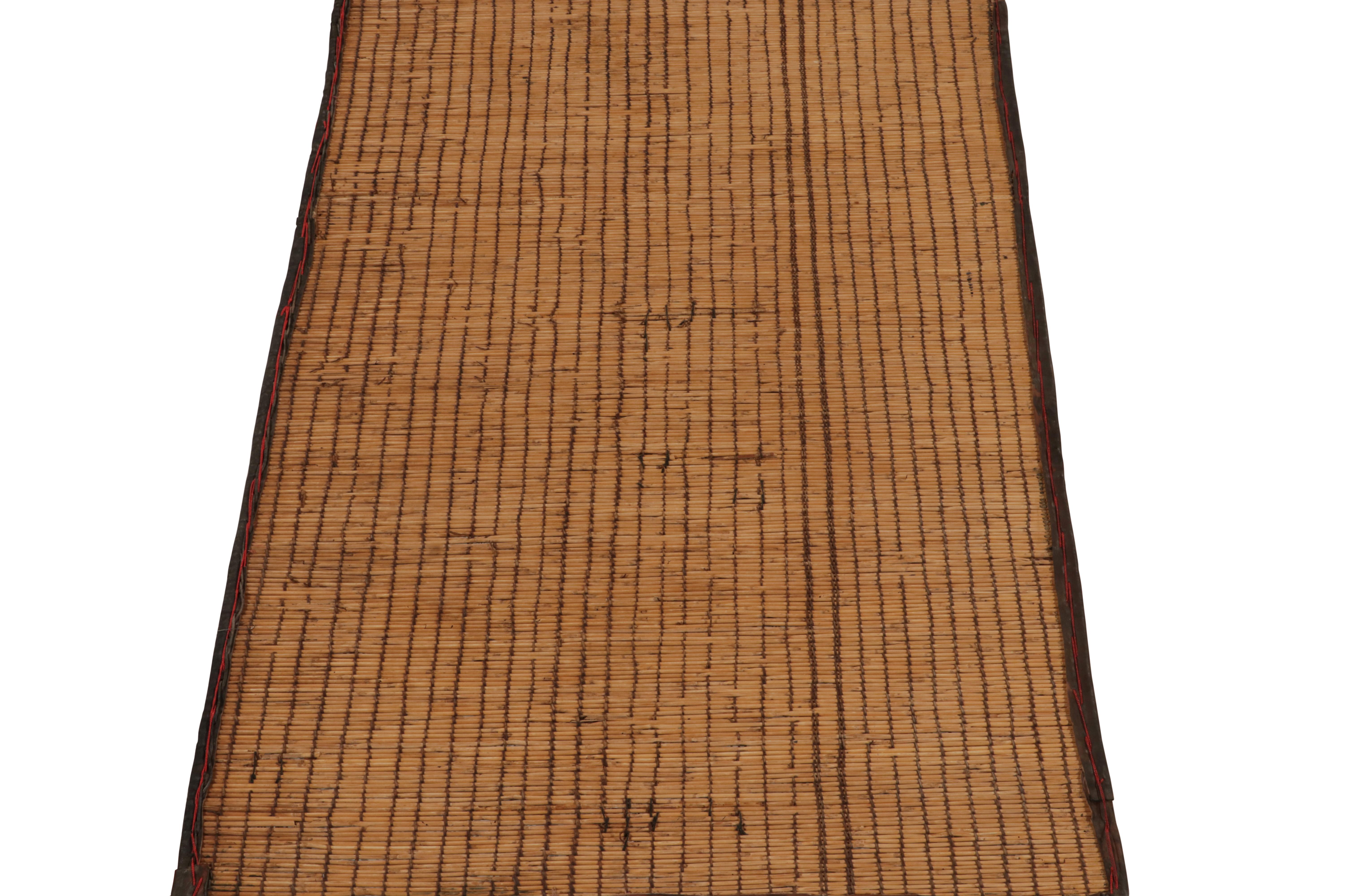 Hand-Woven Rug & Kilim’s Moroccan style Tuareg Mat Rug in Beige-Brown Natural Fibers For Sale