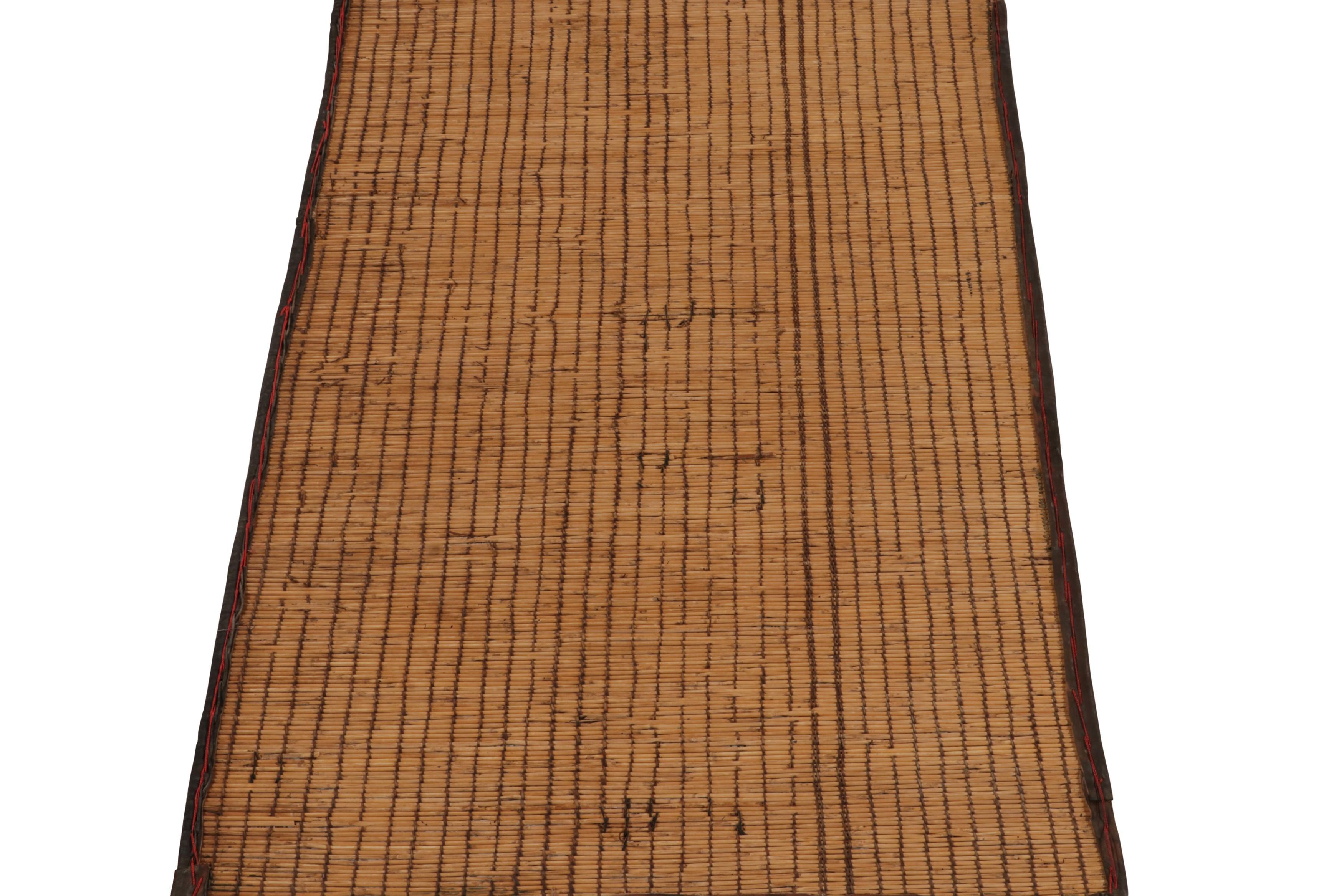 Modern Rug & Kilim’s Moroccan style Tuareg Mat Rug in Beige-Brown Natural Fibers For Sale