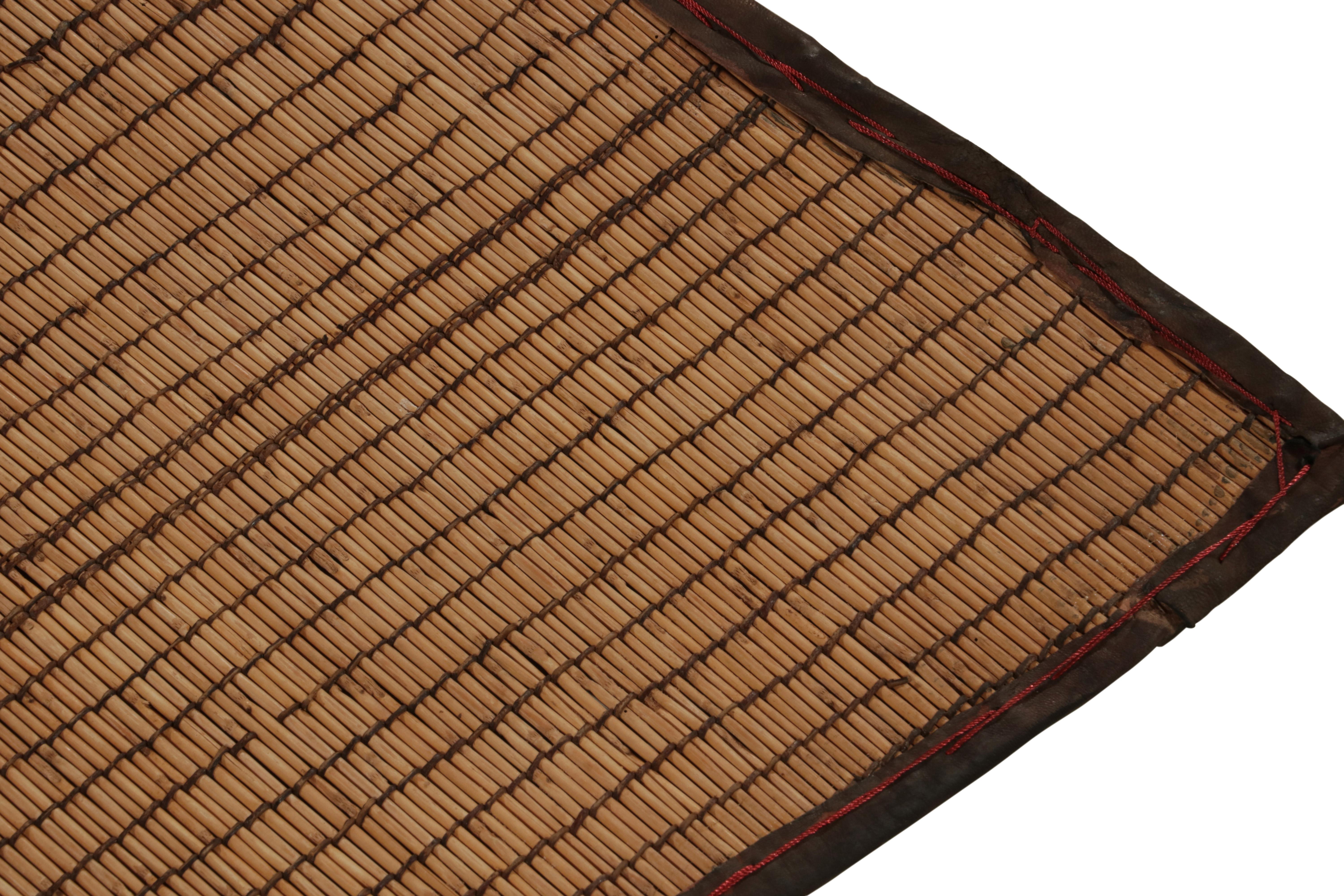 Contemporary Rug & Kilim’s Moroccan style Tuareg Mat Rug in Beige-Brown Natural Fibers For Sale