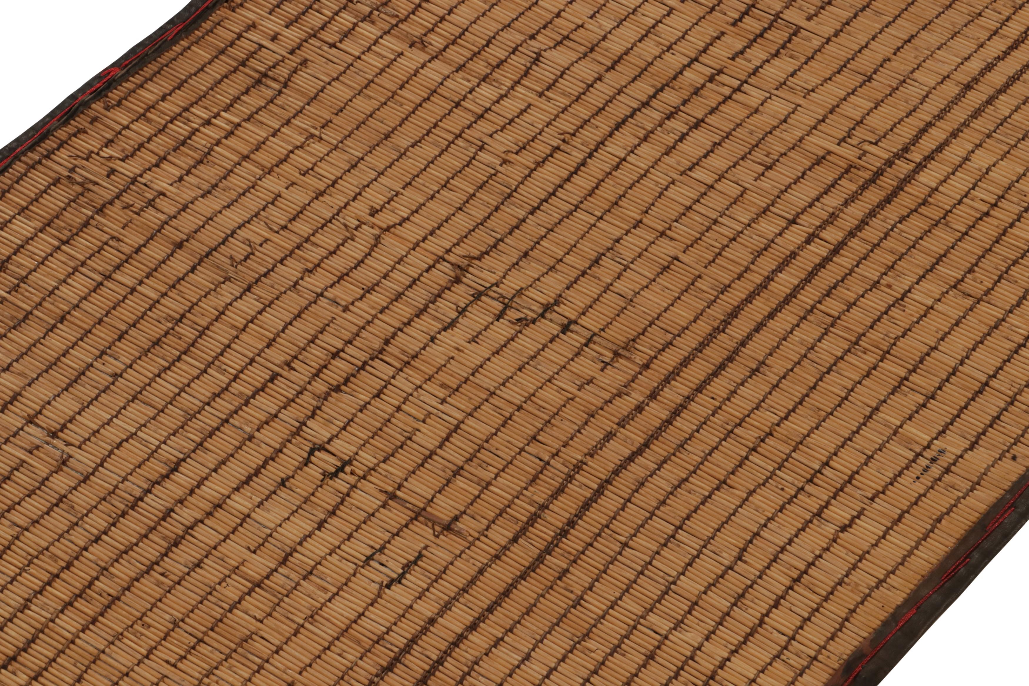 Contemporary Rug & Kilim’s Moroccan style Tuareg Mat Rug in Beige-Brown Natural Fibers For Sale