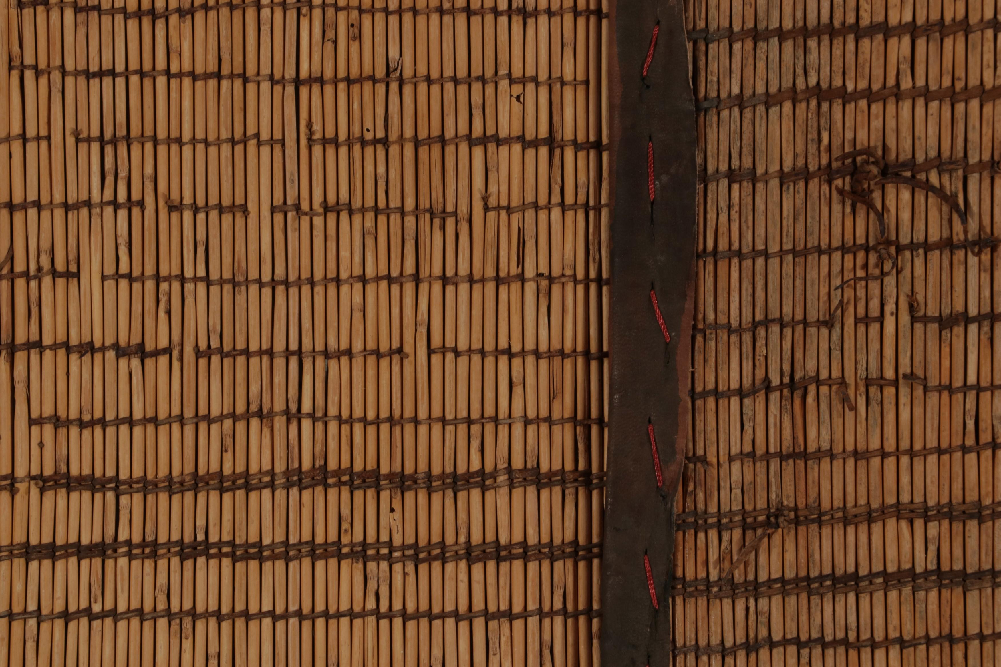 Reed Rug & Kilim’s Moroccan style Tuareg Mat Rug in Beige-Brown Natural Fibers For Sale