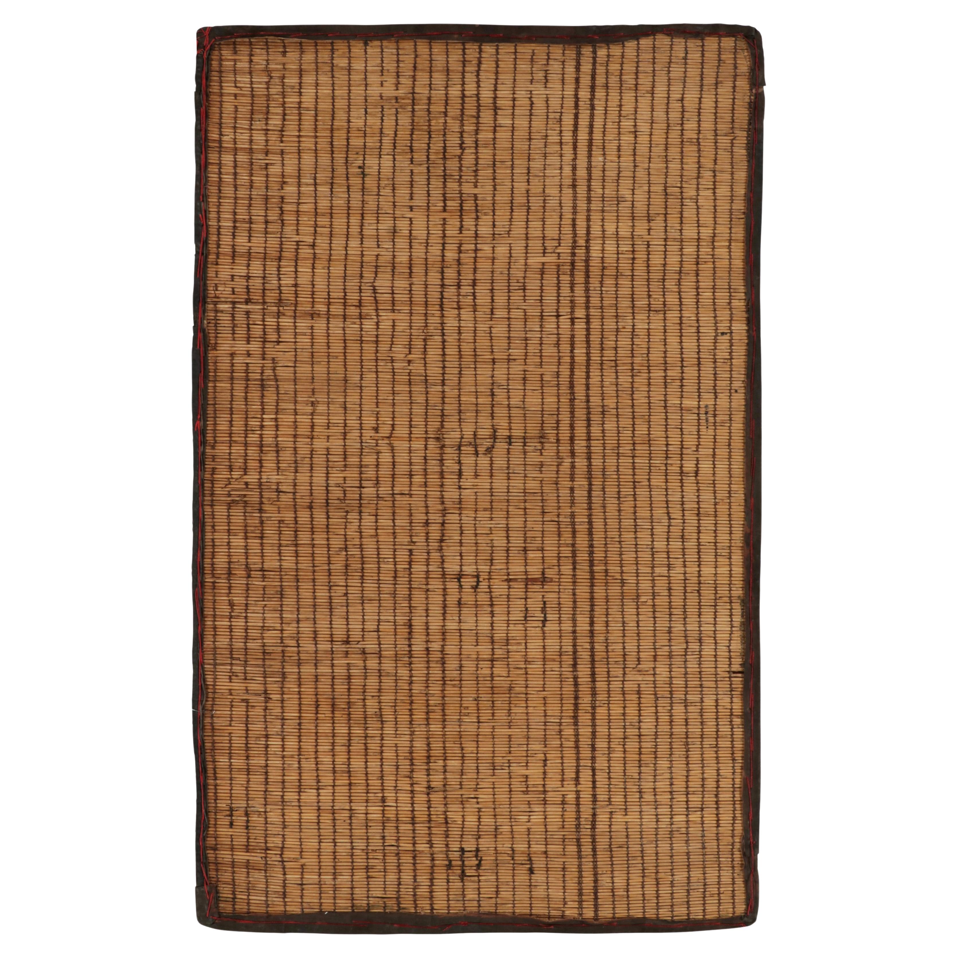 Rug & Kilim’s Moroccan style Tuareg Mat Rug in Beige-Brown Natural Fibers For Sale
