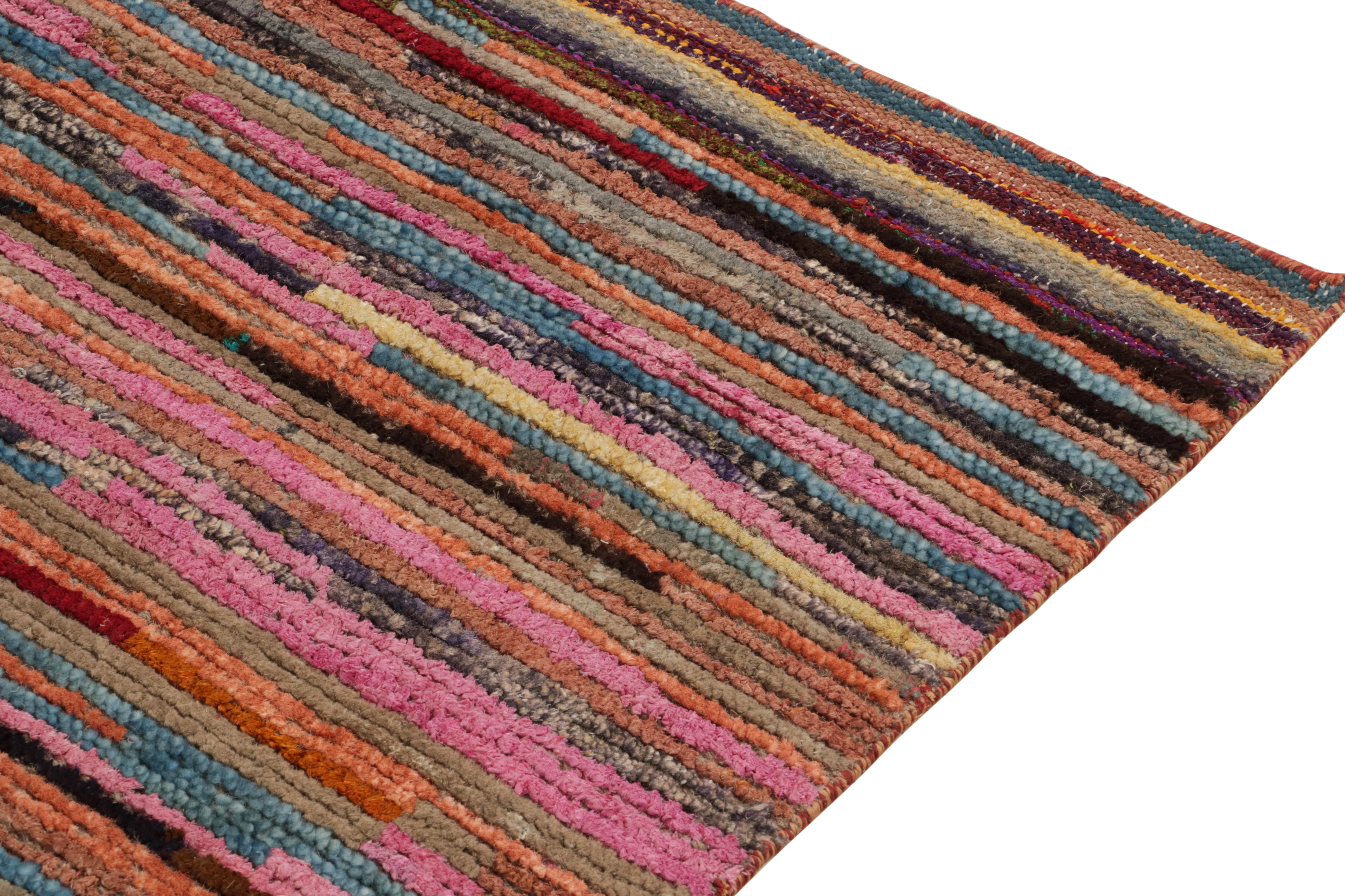 Tapis & Kilim's Moroccan Tribal Style Runner in Pink, Multicolor Stripe Patterns Neuf - En vente à Long Island City, NY