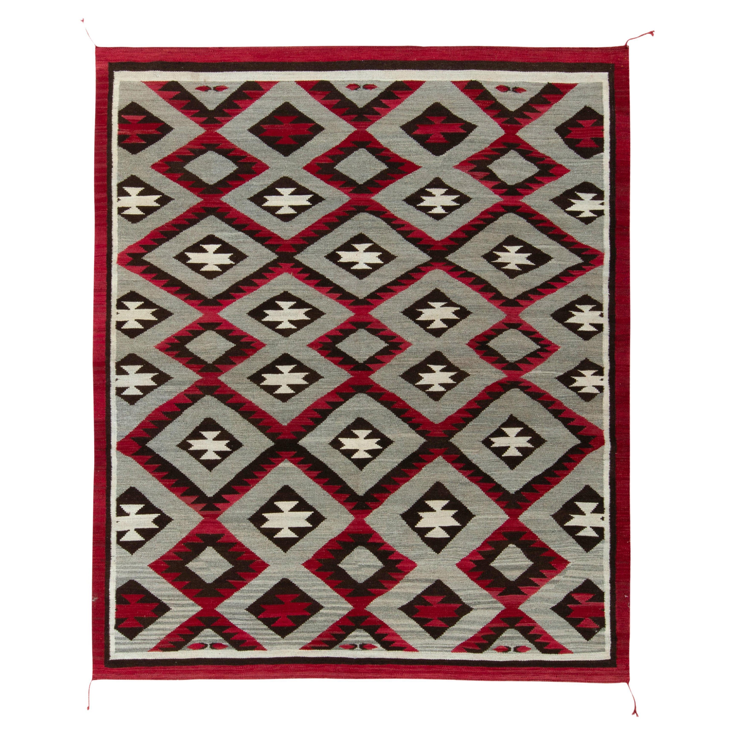 Alfombra estilo kilim navajo de Rug & Kilim con diseño geométrico gris, rojo y marrón