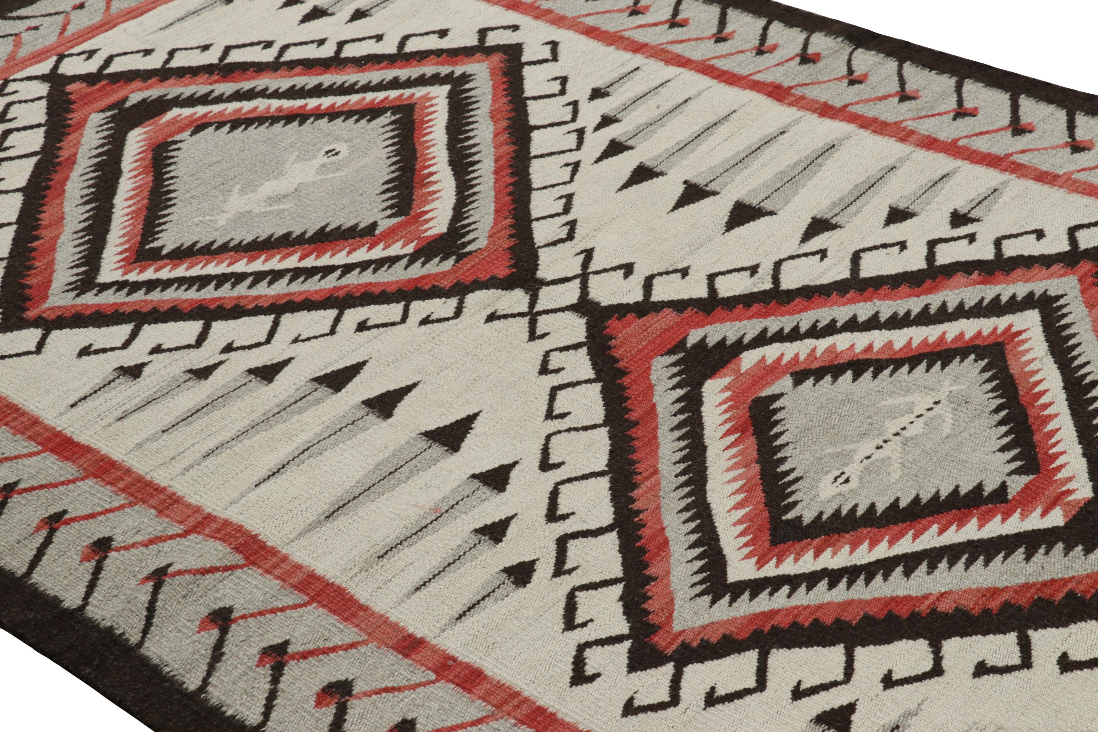 Handwoven in fine wool, this 5x8 Kilim rug represents an exciting new custom-capable flatweave collection by Rug & Kilim—a series of designs inspired by antique Navajo flatweaves of Native American provenance. 

On the Design: 

This design enjoys a