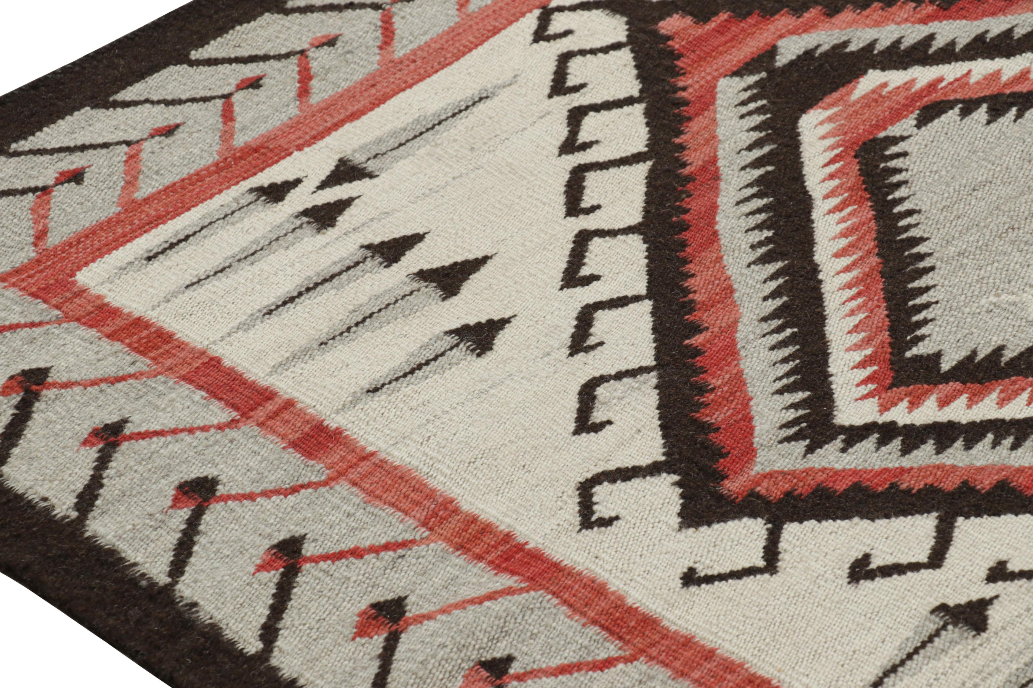 Indian Rug & Kilim’s Navajo Tribal Kilim Style Rug In Cream with Medallion Pattern For Sale