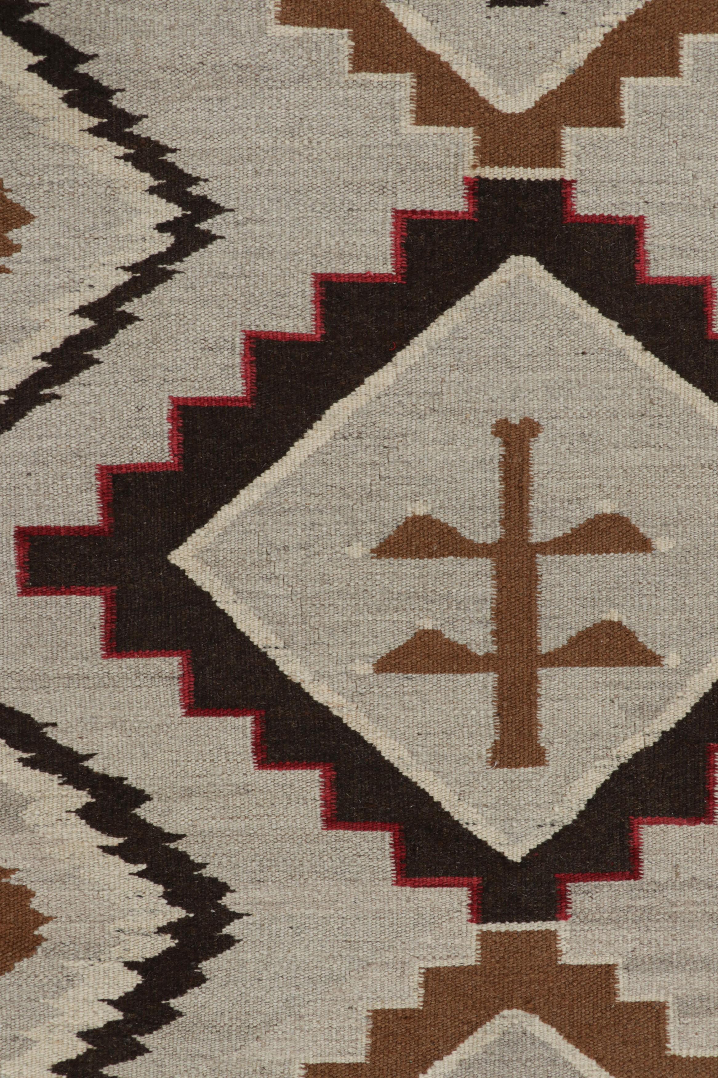 Indian Rug & Kilim’s Navajo Tribal Kilim Style Rug In Gray with Medallion Pattern For Sale