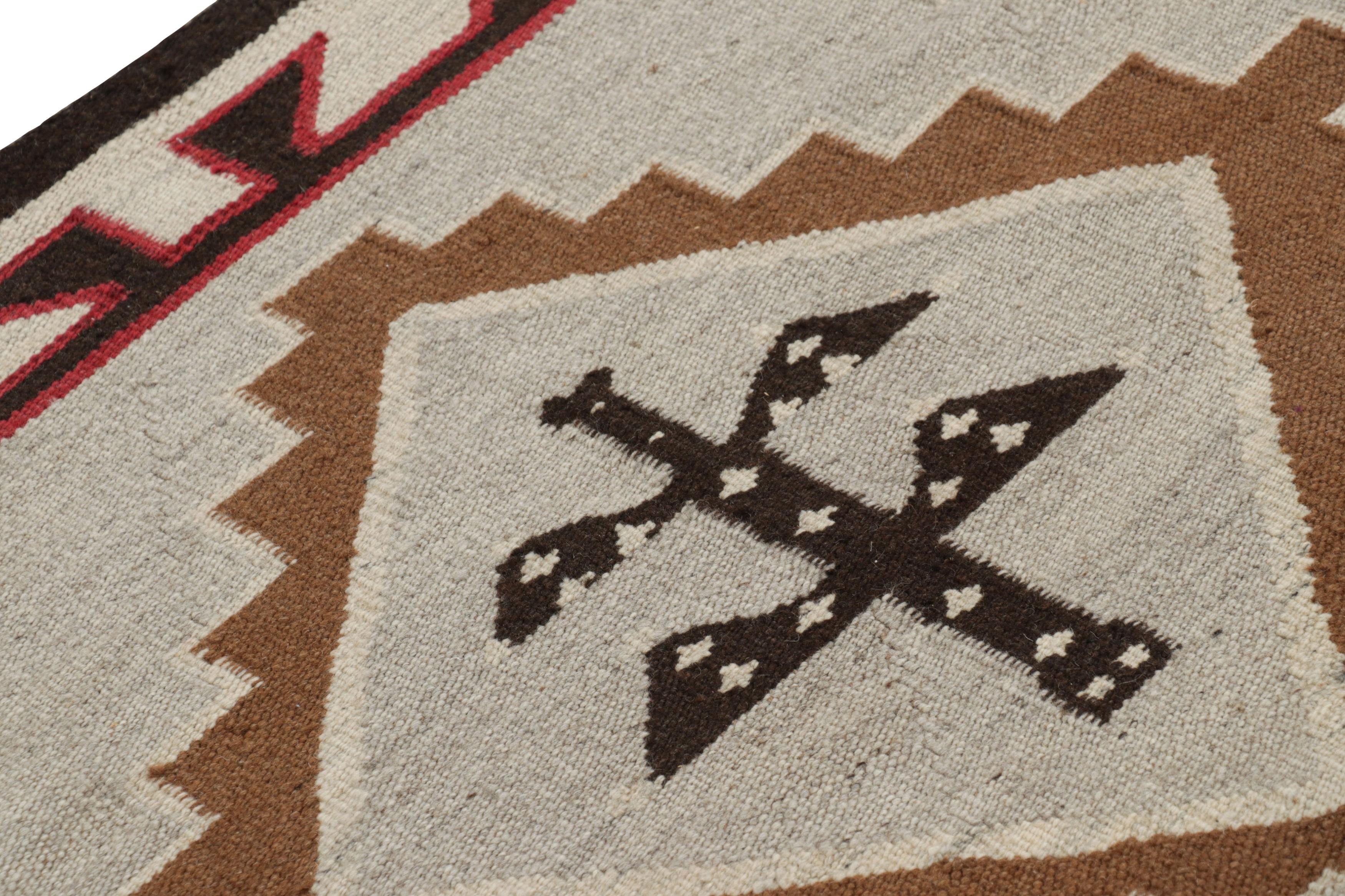 Contemporary Rug & Kilim’s Navajo Tribal Kilim Style Rug In Gray with Medallion Pattern For Sale
