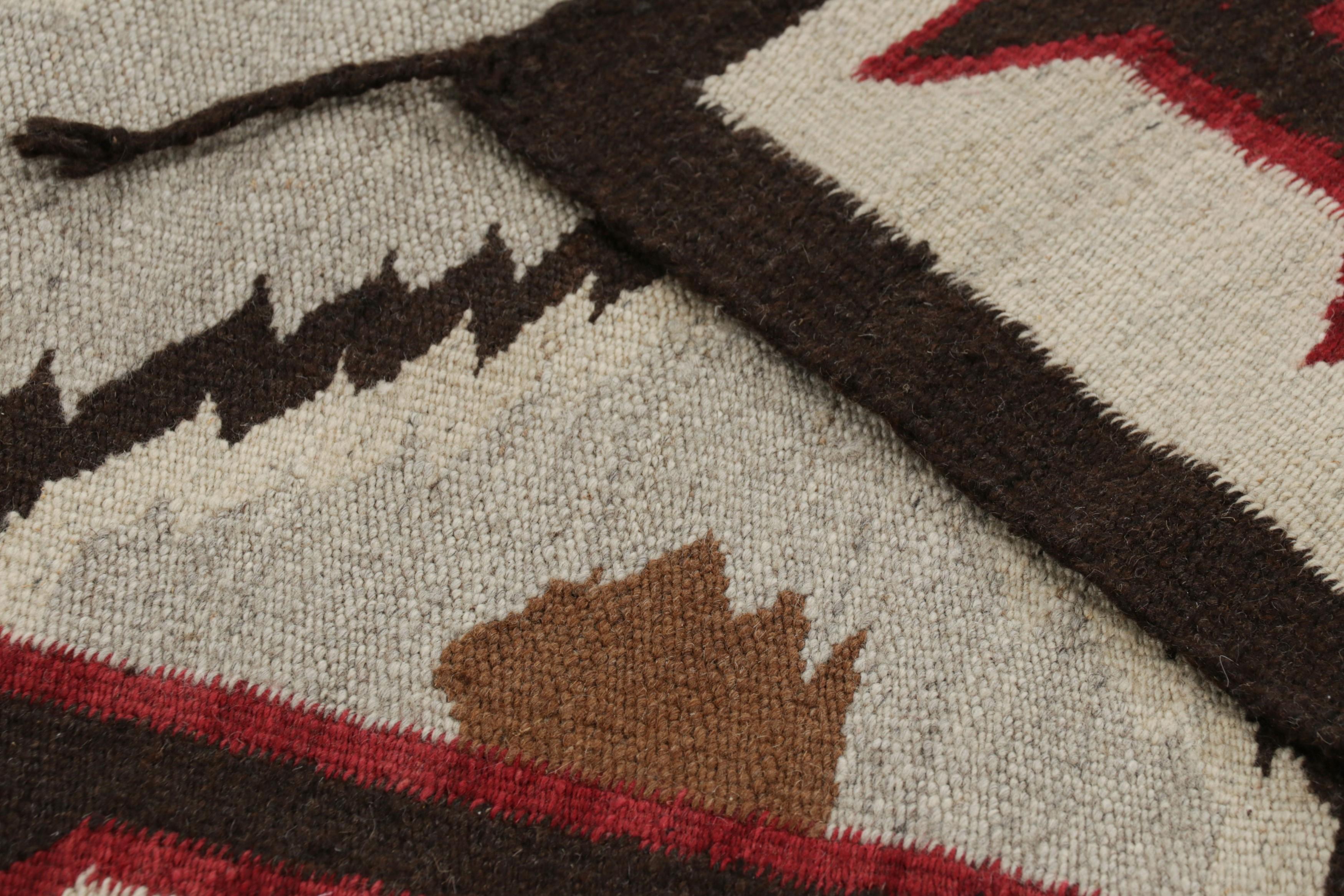 Wool Rug & Kilim’s Navajo Tribal Kilim Style Rug In Gray with Medallion Pattern For Sale