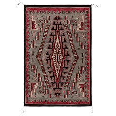 Rug & Kilim's Navajo Tribal Kilim Style Rug in Red Gray, Black Geometric Pattern
