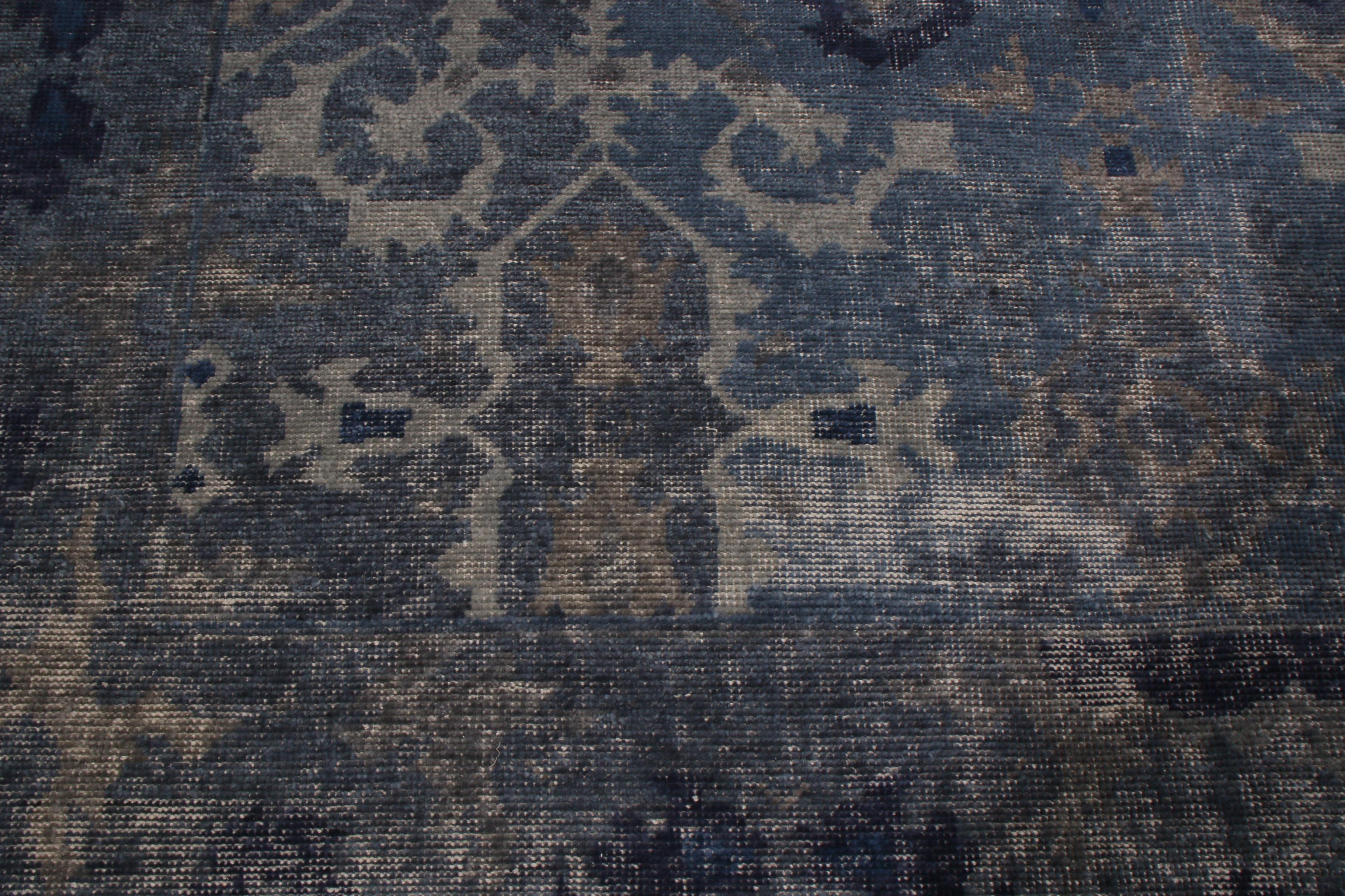 Indian Rug & Kilim's Navy and Smoke Blue Wool Rug from the Homage Collection For Sale