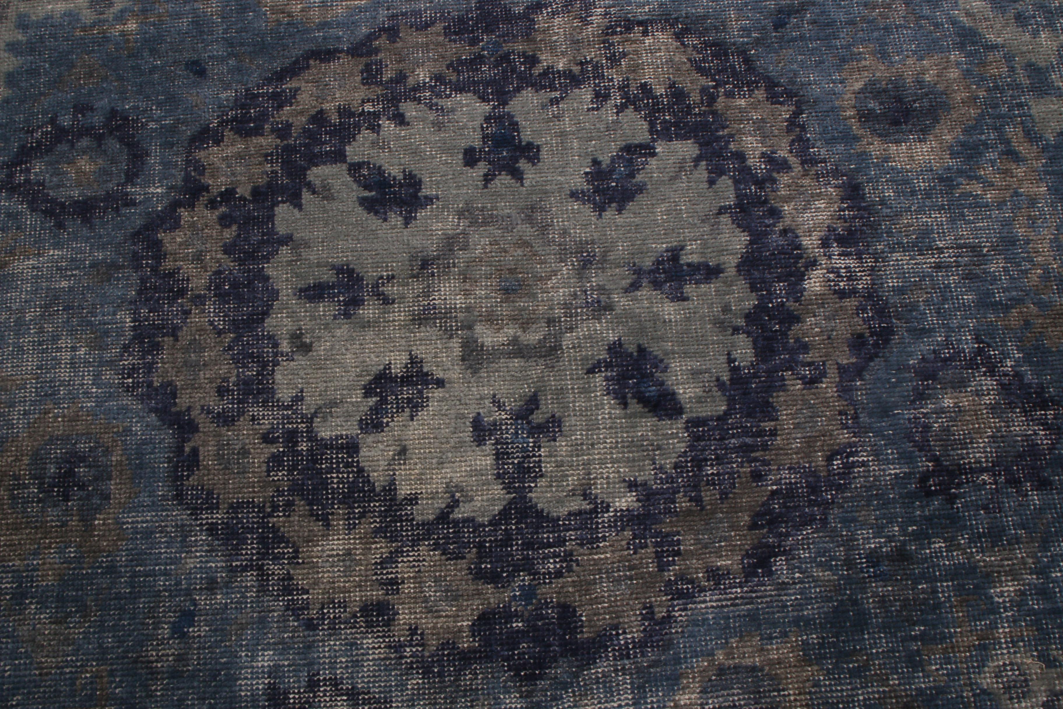 Hand-Knotted Rug & Kilim's Navy and Smoke Blue Wool Rug from the Homage Collection For Sale