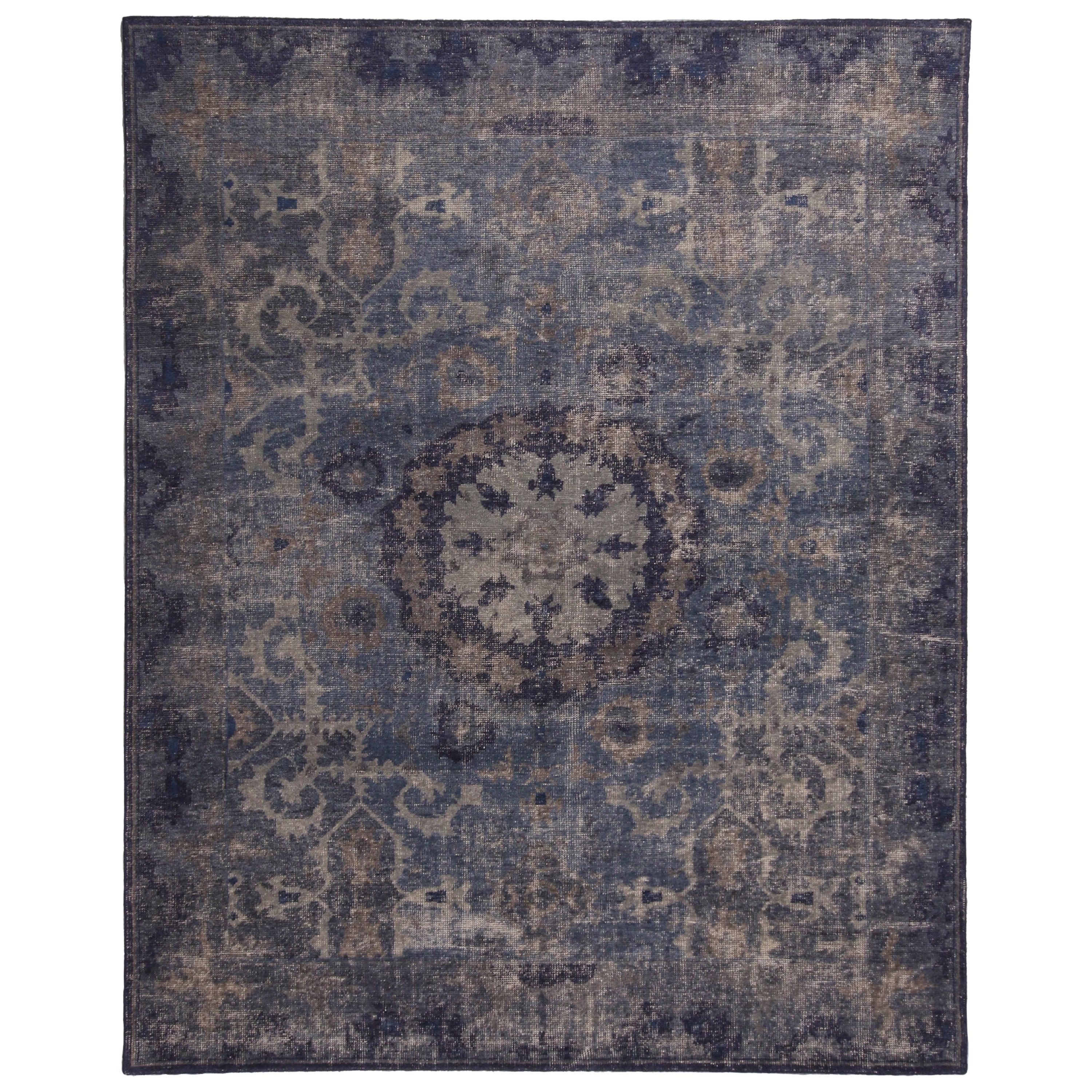 Homage Rug Rug and Kilim’s Beige-Blue and Pink Wool Rug from the Homage Collection ...