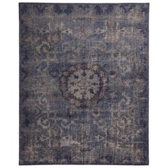 Rug & Kilim's Navy and Smoke Blue Wool Rug from the Homage Collection