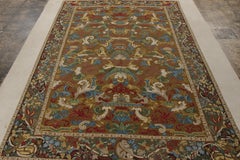 Rug & Kilim’s Needlepoint Rug in Beige-Brown, Multicolor Floral Pattern