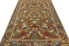 Rug & Kilim’s Needlepoint Rug in Beige-Brown, Multicolor Floral Pattern
