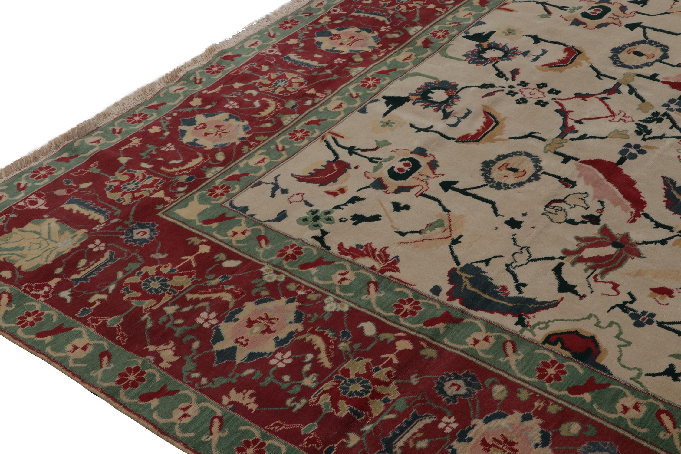 Rug & Kilim’s Traditional Agra style rug in Beige, Red and Teal Floral Pattern In New Condition For Sale In Long Island City, NY