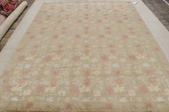 Rug & Kilim's New Bilbao Transitional Spanish Design Beige and Red Wool-Silk Rug