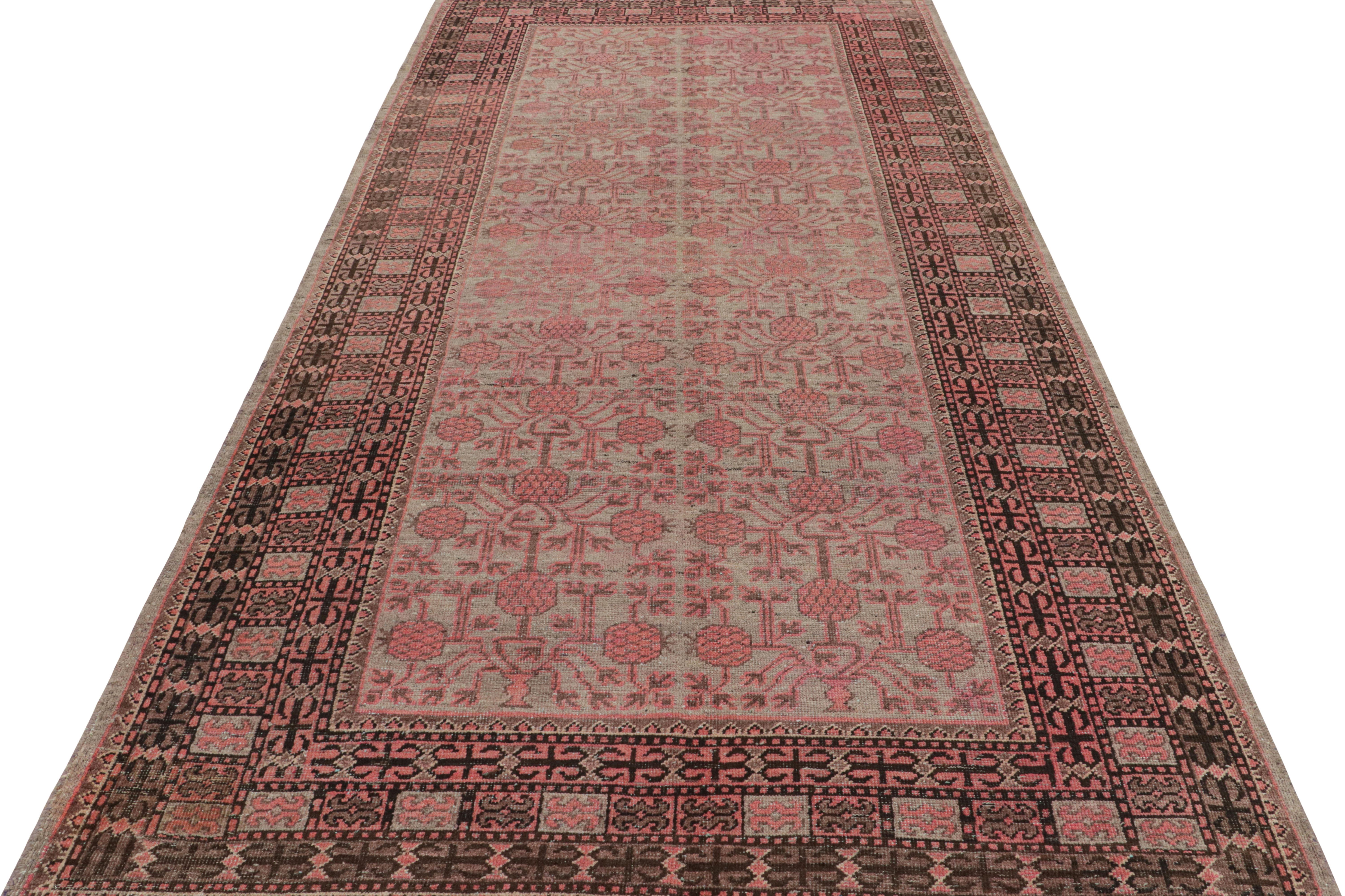 Indian Rug & Kilim's New Samarkand Style Wool Inspired Red and Blue Geometric Pattern For Sale