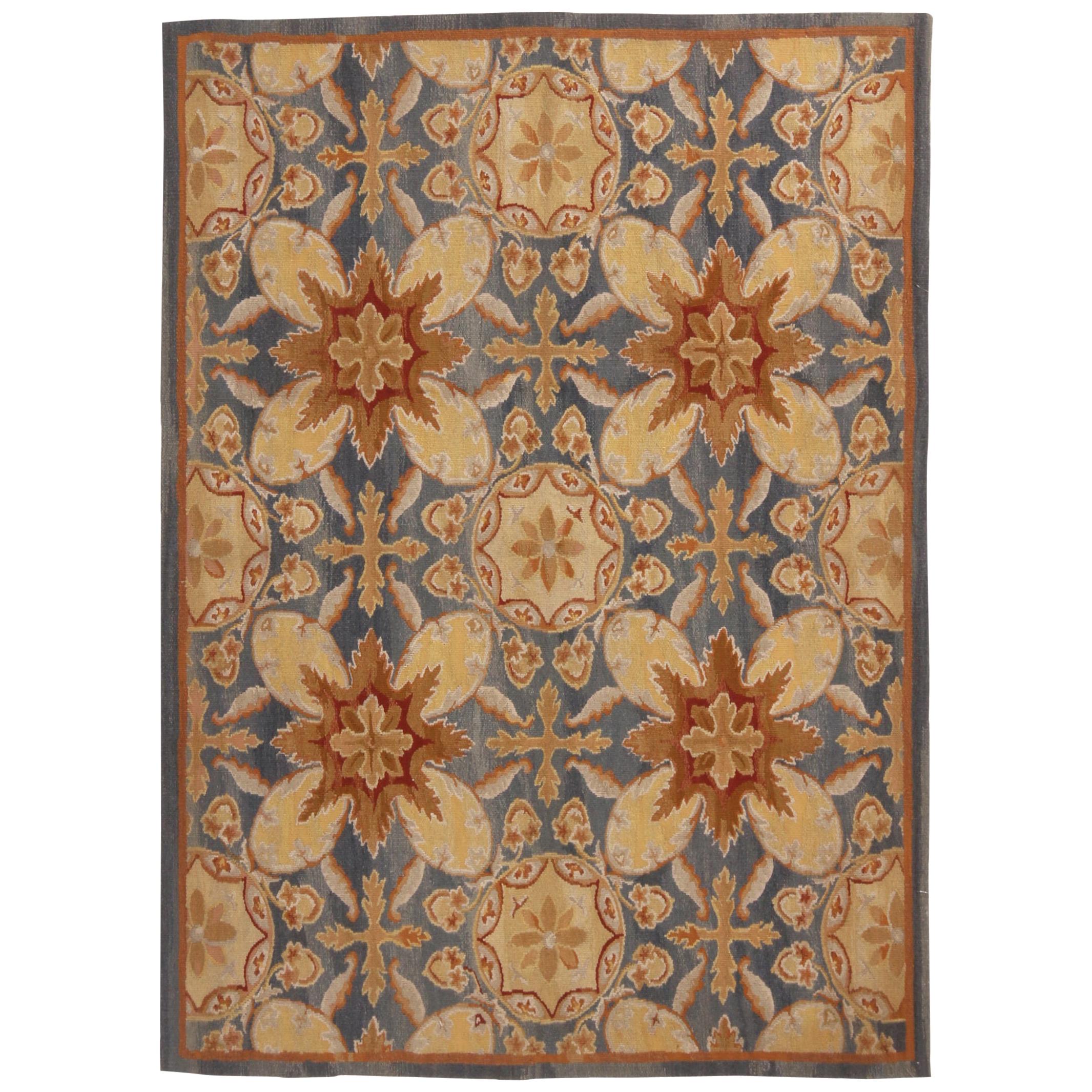 New Transitional Rug Blue and Cream 18th Century Aubusson Design by Rug & Kilim For Sale