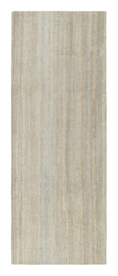 Rug & Kilim's Open Field Modern Rug Beige Gray Texture of Color Silk Runner