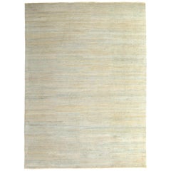 Rug & Kilim's Open Field Modern Rug Beige with Blue Silk Texture of Color