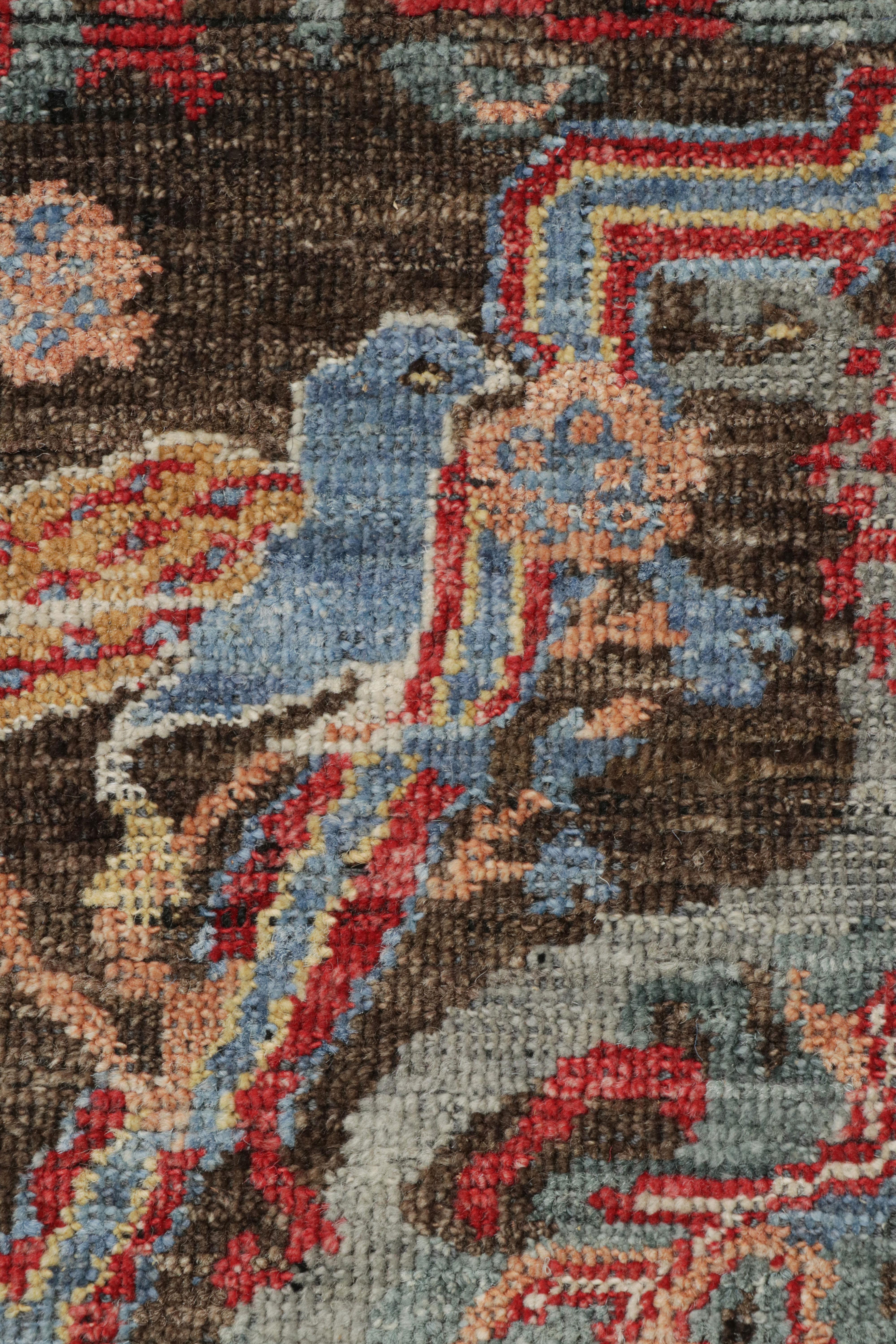Indian Rug & Kilim’s Oriental Rug in Brown with All-Over Dragon and Bird Pictorials  For Sale