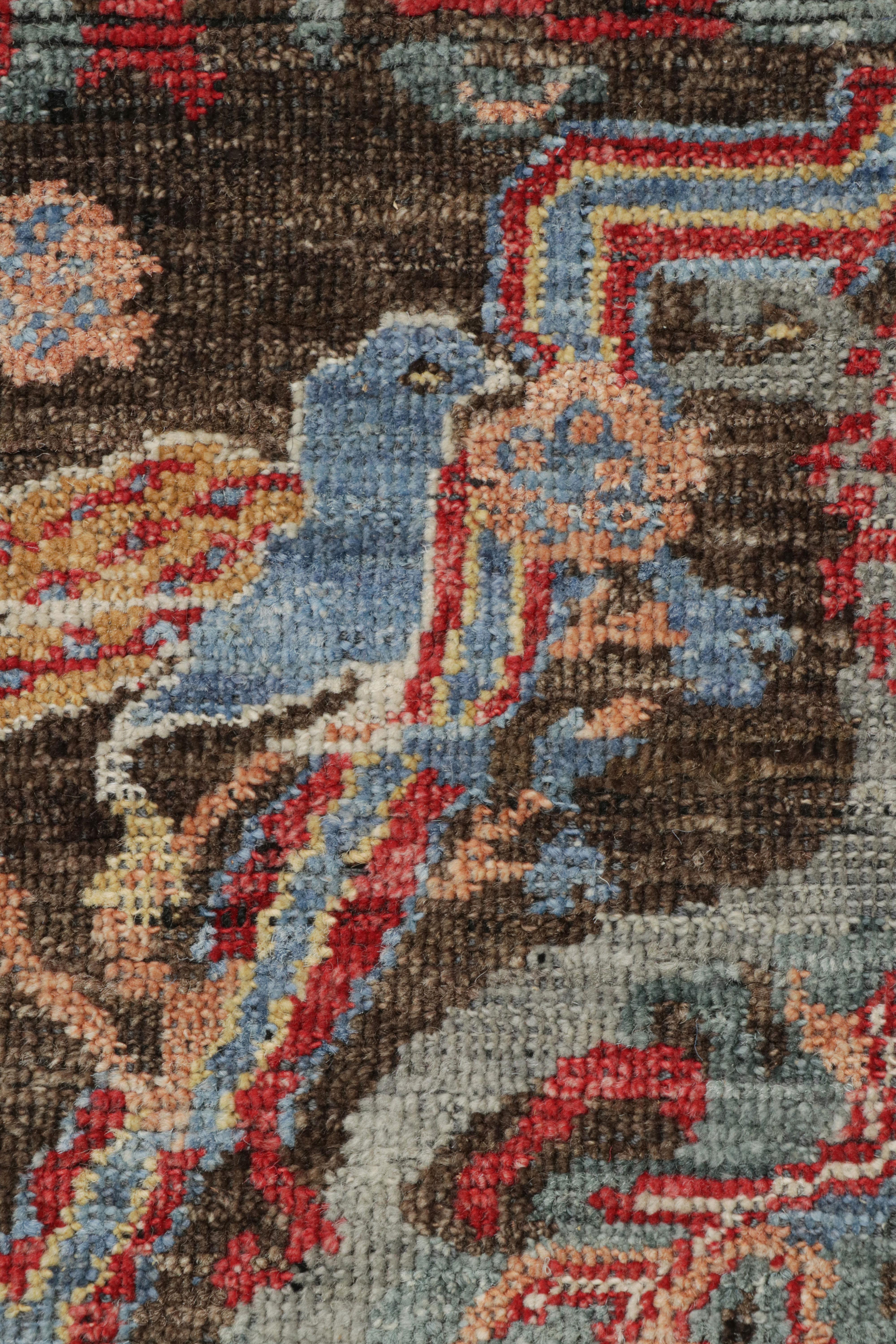 Indiano Tappeto orientale Rug & Kilim di colore marrone con disegni di draghi e uccelli all-over in vendita
