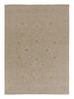 Rug & Kilim’s Oushak-Inspired Rug, Creamy Beige with Blue Floral Patterns