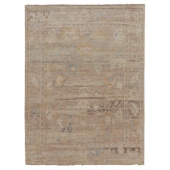 Rug & Kilim's Oushak-inspired Rug in Beige, Brown, and Blue Floral Design