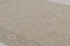 Rug & Kilim’s Oushak-Inspired Rug, Silver-Gray with Blue Floral Patterns