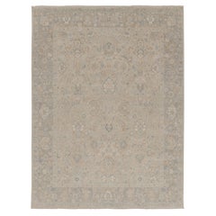 Rug & Kilim’s Oushak-Inspired Rug, Silver-Gray with Blue Floral Patterns