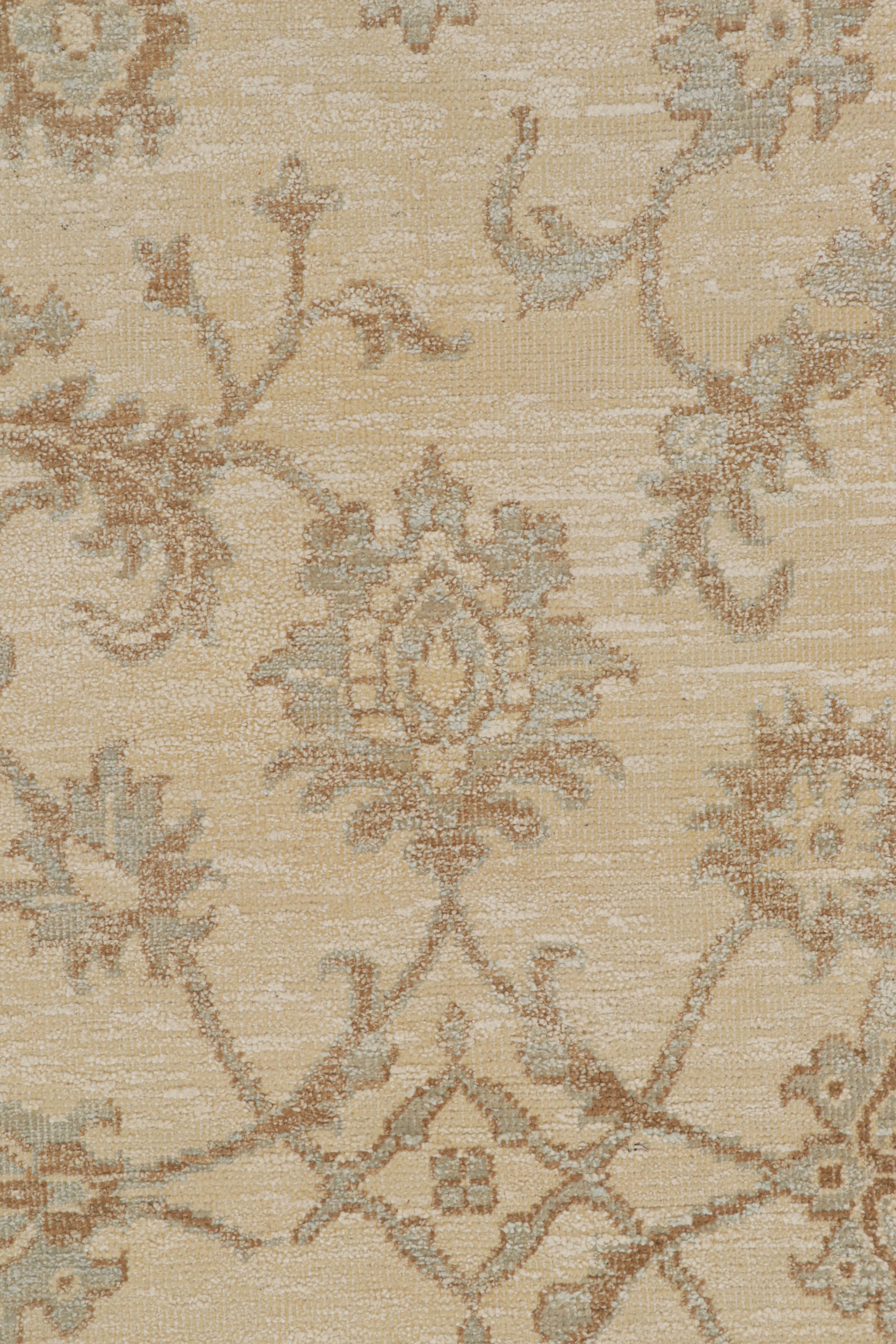 Contemporary Rug & Kilim’s Oushak Style Oversized Rug in Beige/Brown, With Floral Patterns For Sale