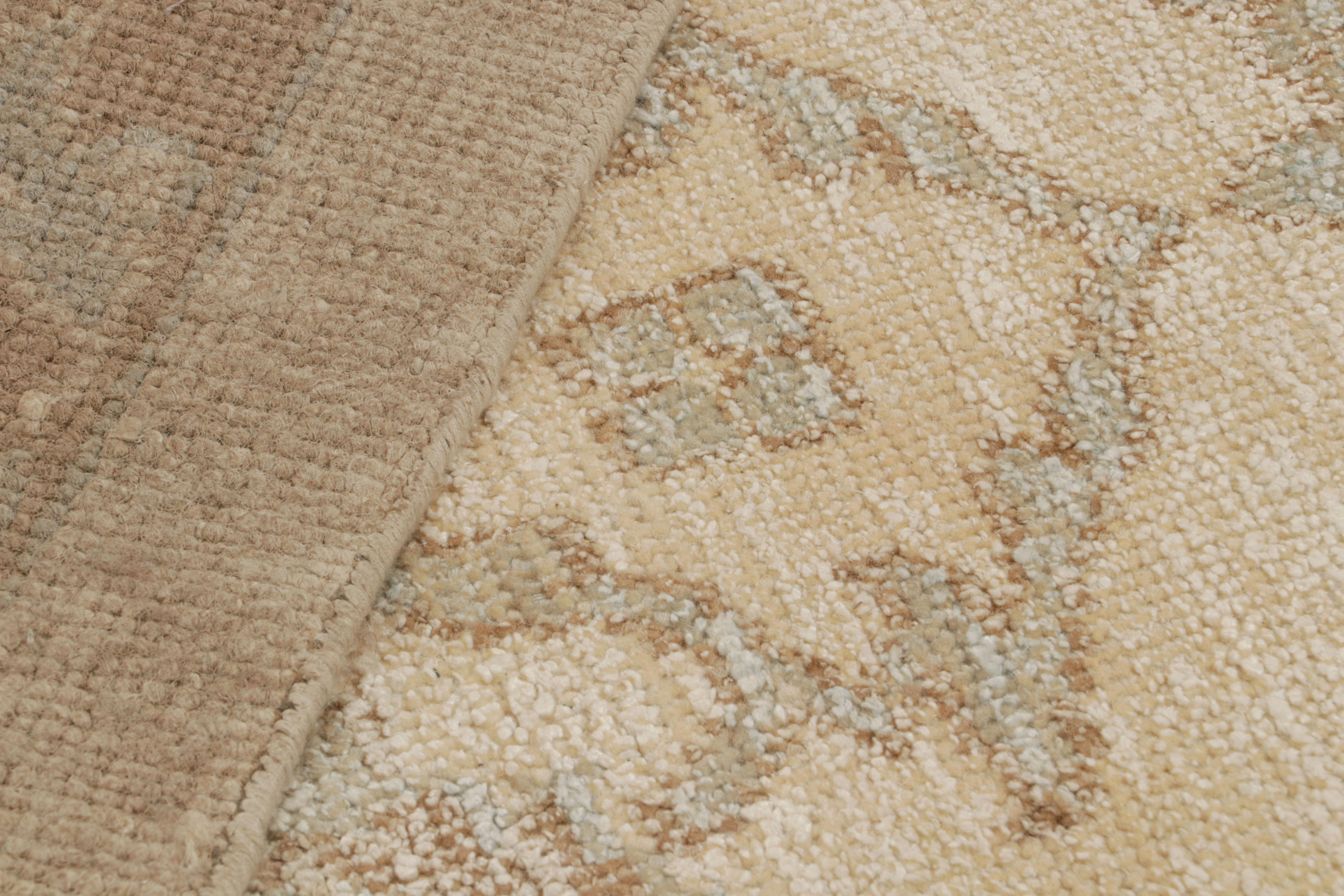 Wool Rug & Kilim’s Oushak Style Oversized Rug in Beige/Brown, With Floral Patterns For Sale