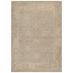 Rug & Kilim’s Oushak Style Oversized Rug in Greige with Floral Pattern